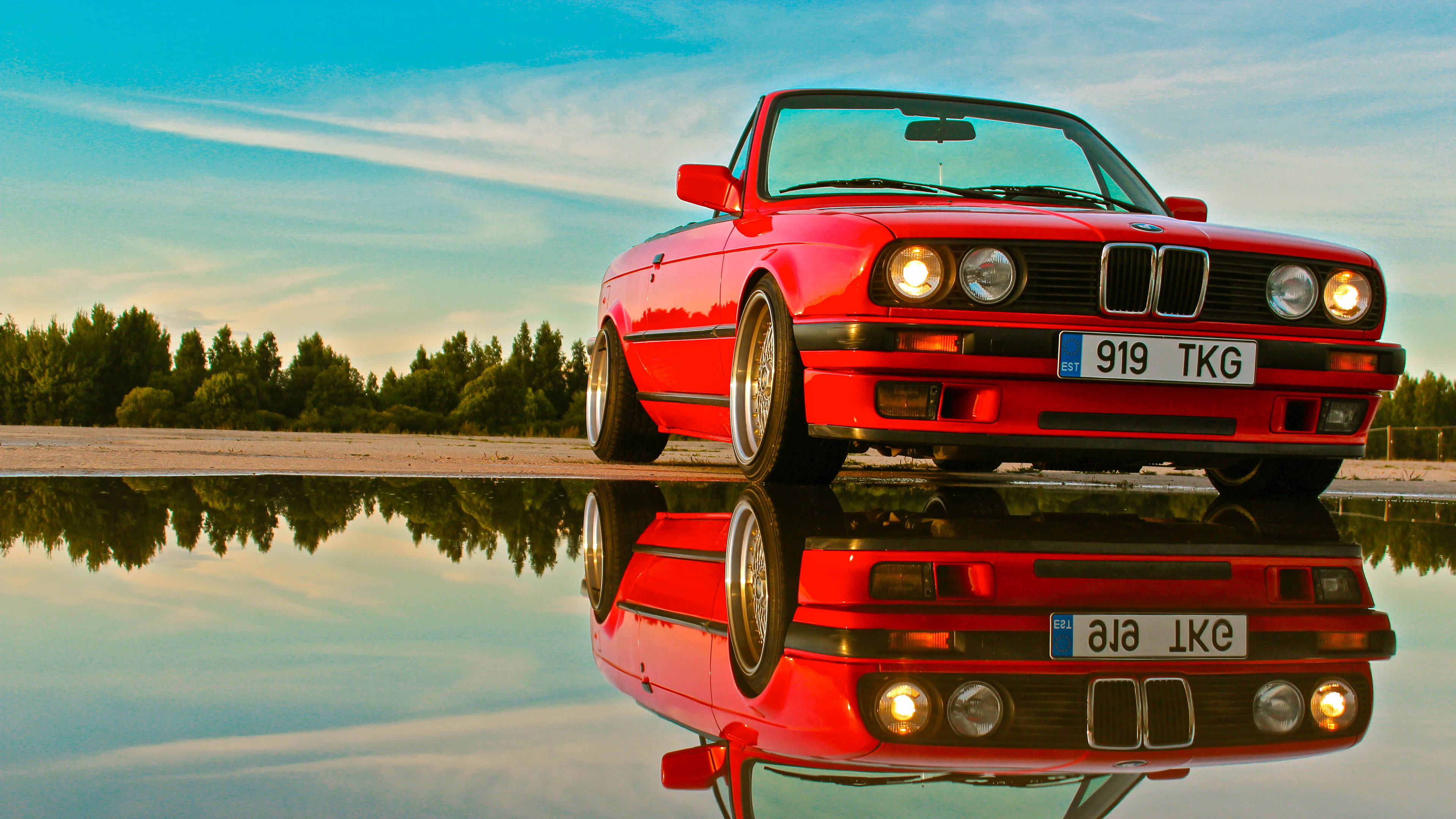 reflection, BMW, car, 4K, BMW E30, HD Wallpaper