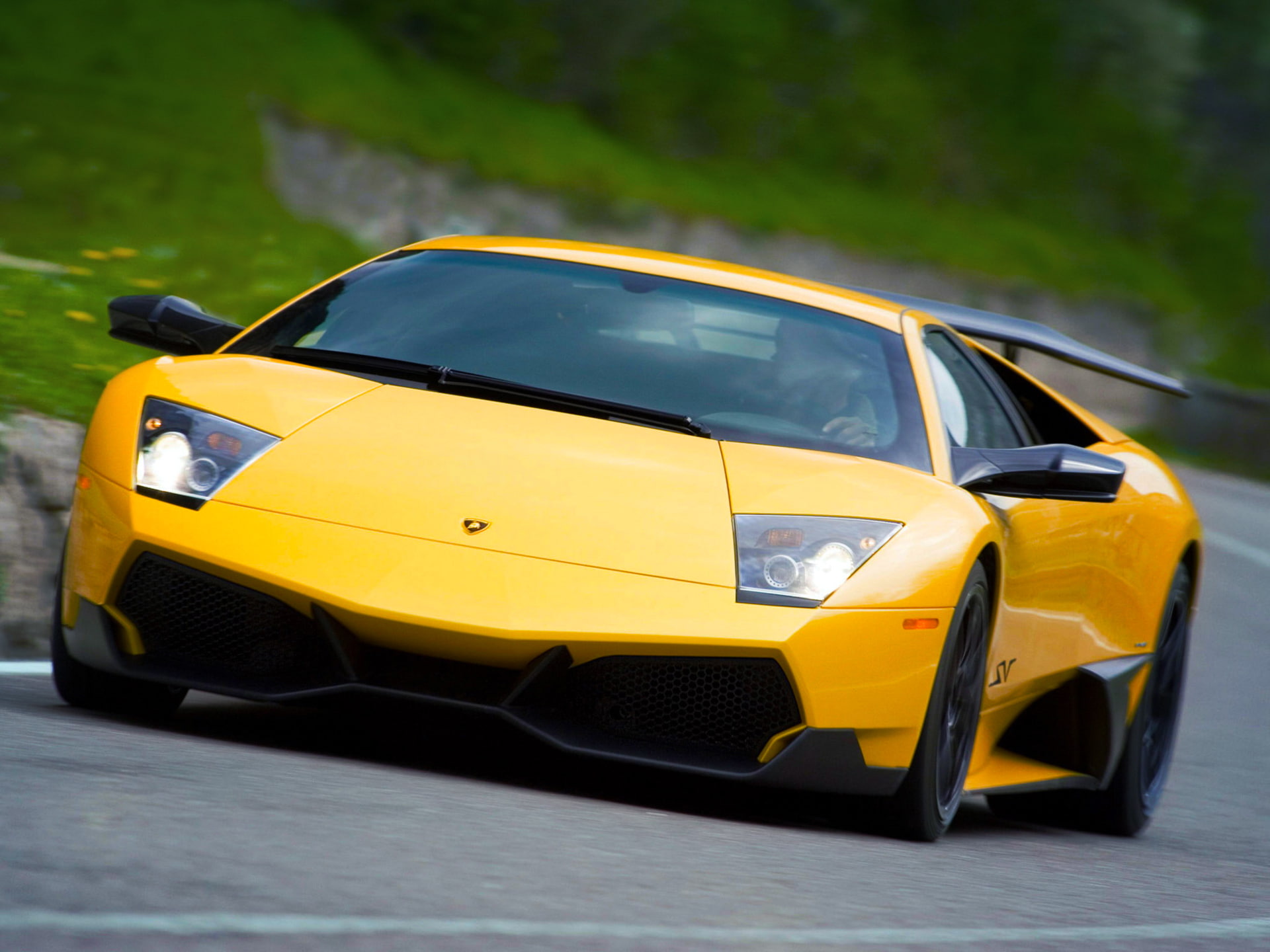 car, murcielago, nature, focus on foreground, land vehicle, close-up, street, 1080P, lamborgini, sunlight, motion, day, motor vehicle, yellow taxi, taxi, HD Wallpaper