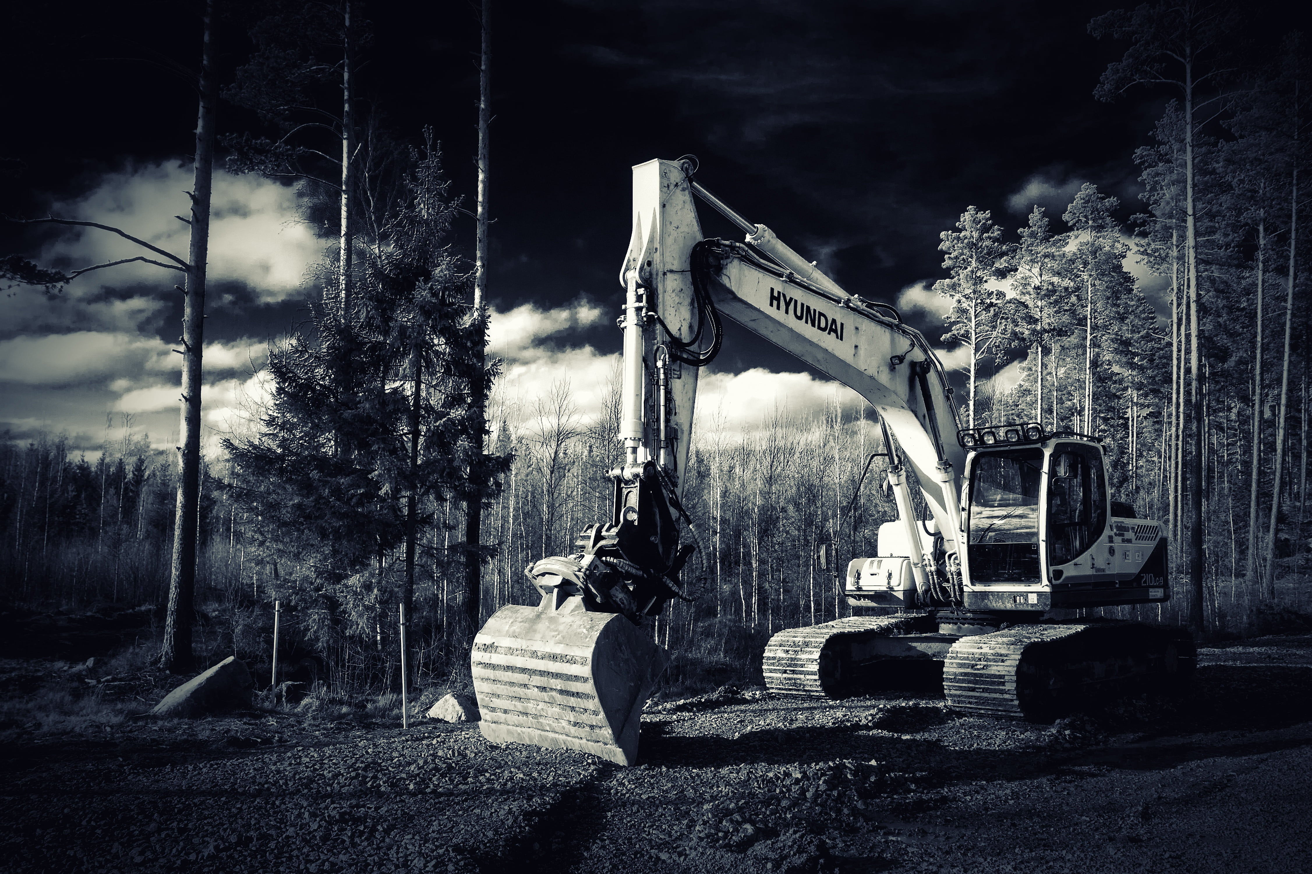 the device, forest, industrial equipment, construction machinery, earth Mover, built structure, outdoors, construction machine, plant, construction site, HD Wallpaper