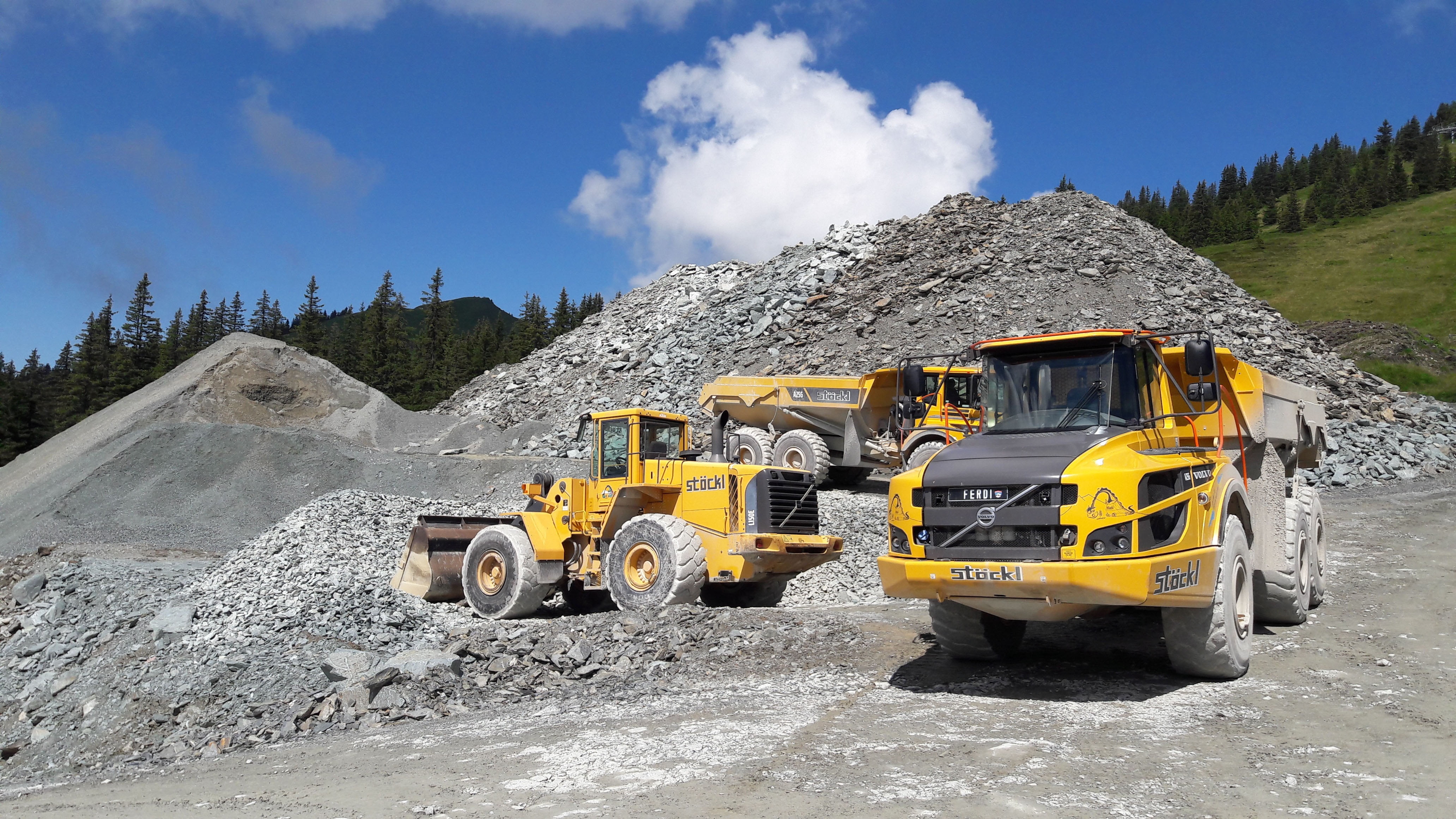 construction vehicle, land Vehicle, transportation, 4K, nature, cloud - sky, truck, vehicles, road, dirt, machinery, motor vehicle, sky, outdoors, industrial equipment, HD Wallpaper