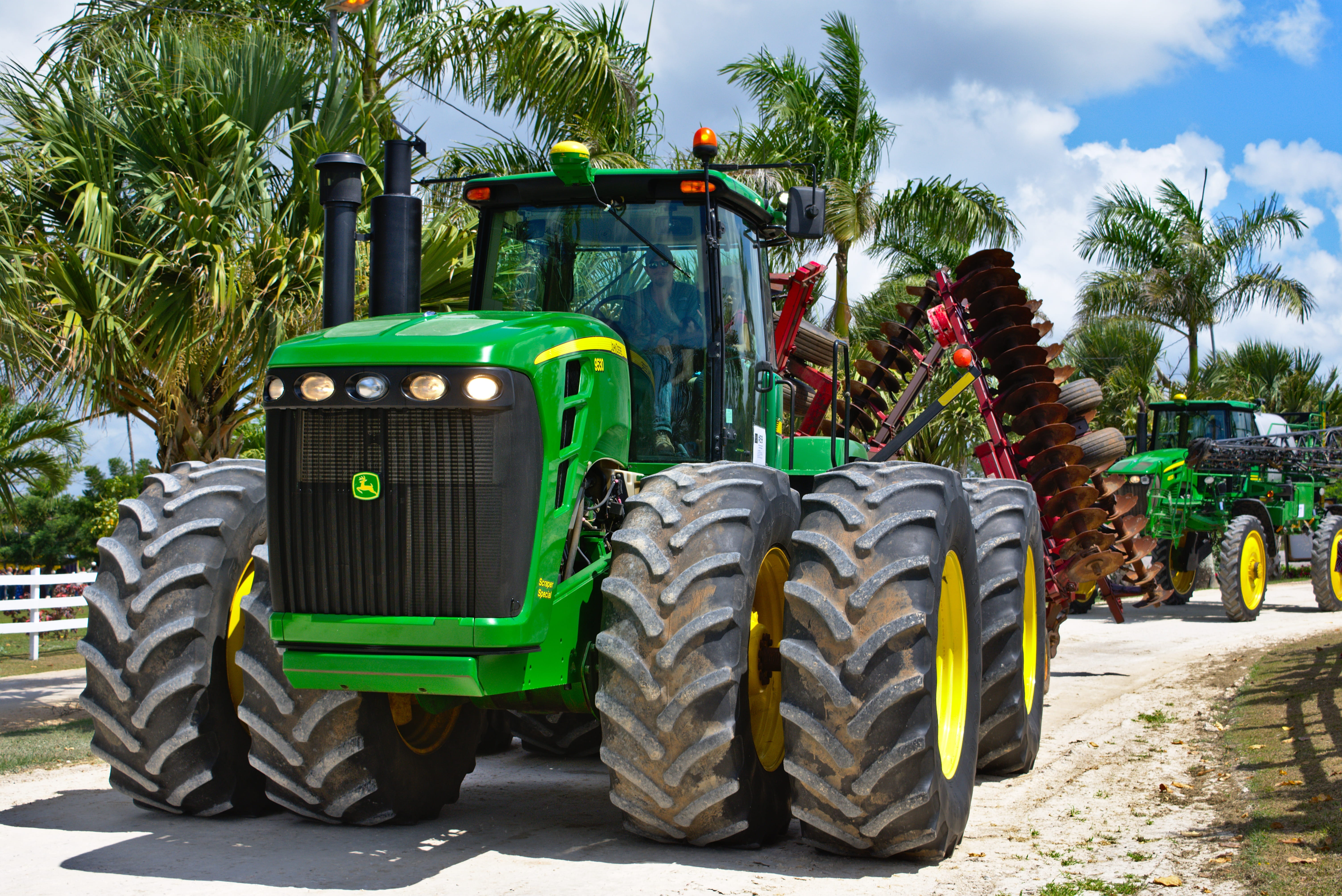 all wheel drive, industry, farm equipment, sky, machine, vehicle, industrial, wheel, no people, green color, tractor, big machine, heavy, transportation, HD Wallpaper