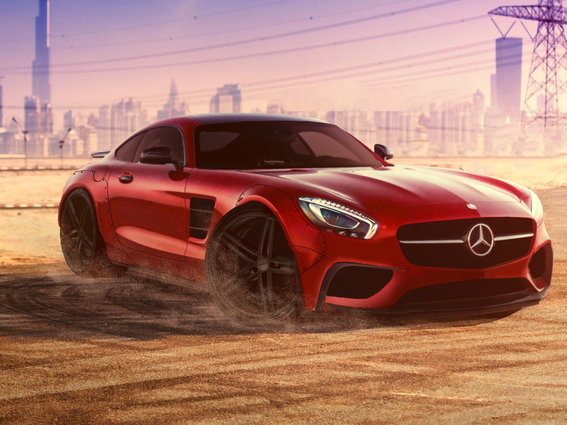 land vehicle, architecture, sunlight, built structure, Dubai, Mercedes-Benz, motor vehicle, benz, Walk, street, road, sky, mercedes, Front, nature, luxury, HD Wallpaper