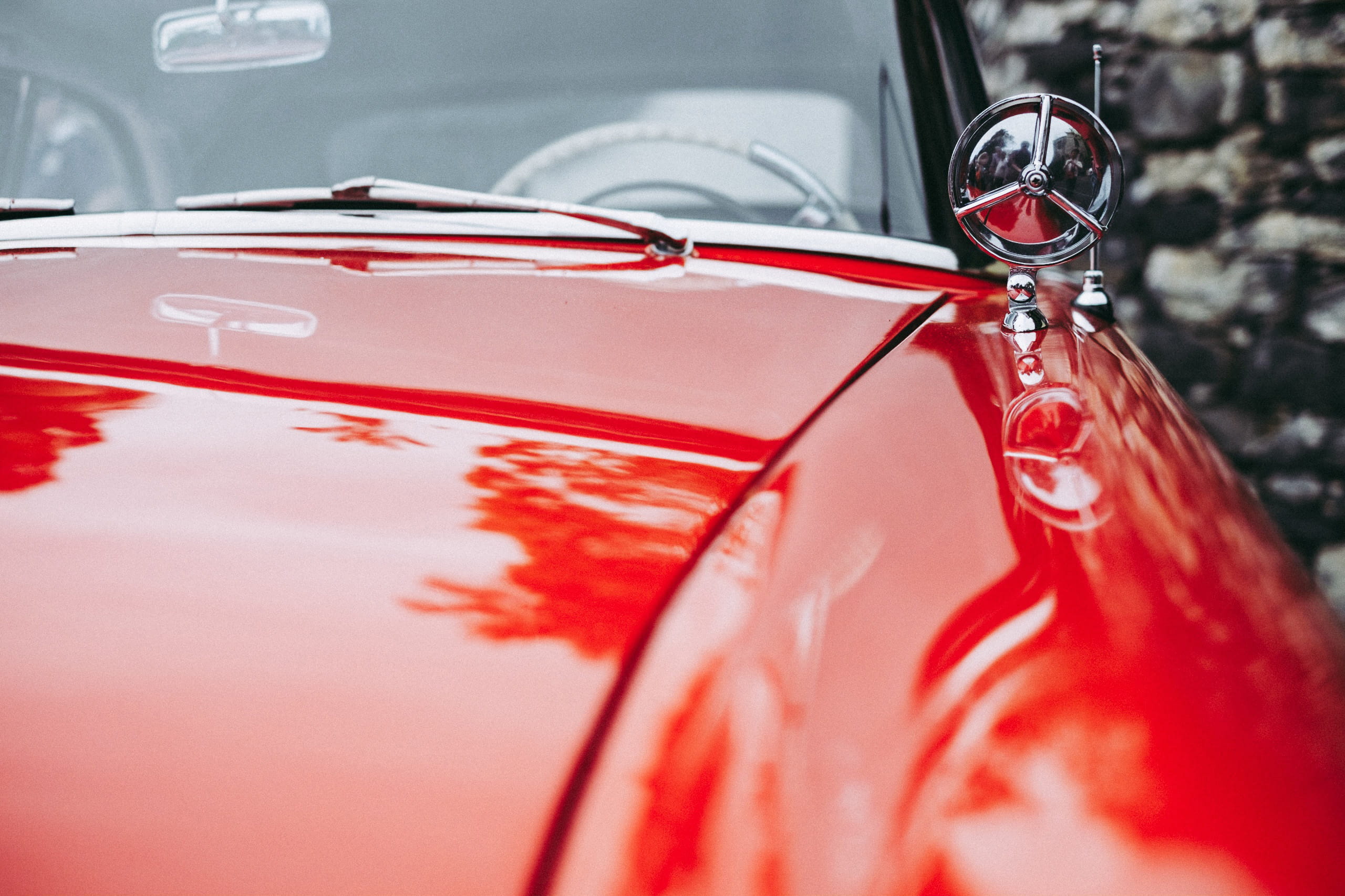 glass - material, red, shot, mode of Transport, antique, chrome, old-fashioned, water, washing, Closeup, car, retro Styled, various, nature, motor vehicle, HD Wallpaper
