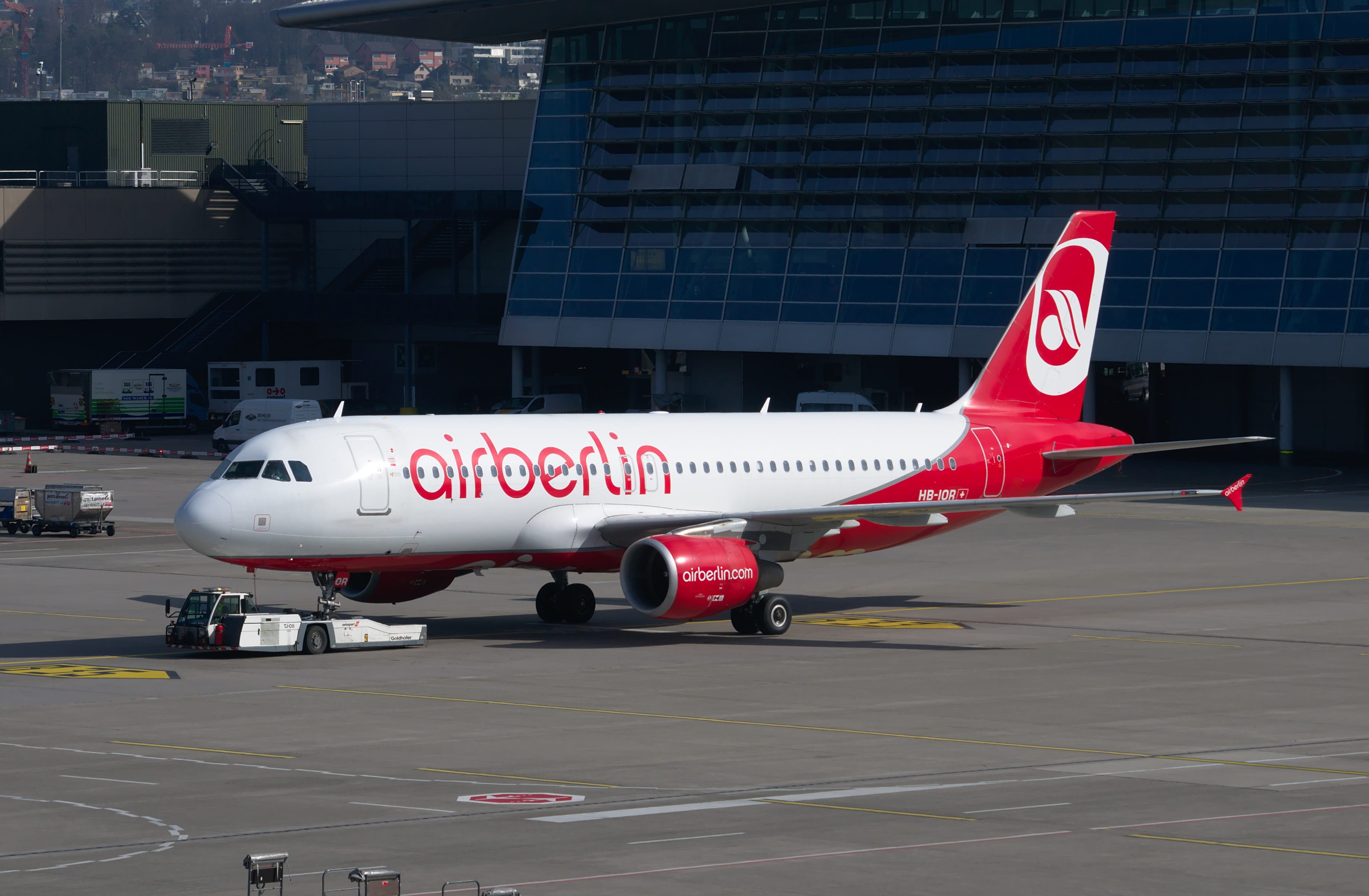air vehicle, zurich, jet, 2K, road, airbus a320, travel, airport runway, passenger aircraft, airport zurich, airberlin, runway, nature, architecture, red, HD Wallpaper