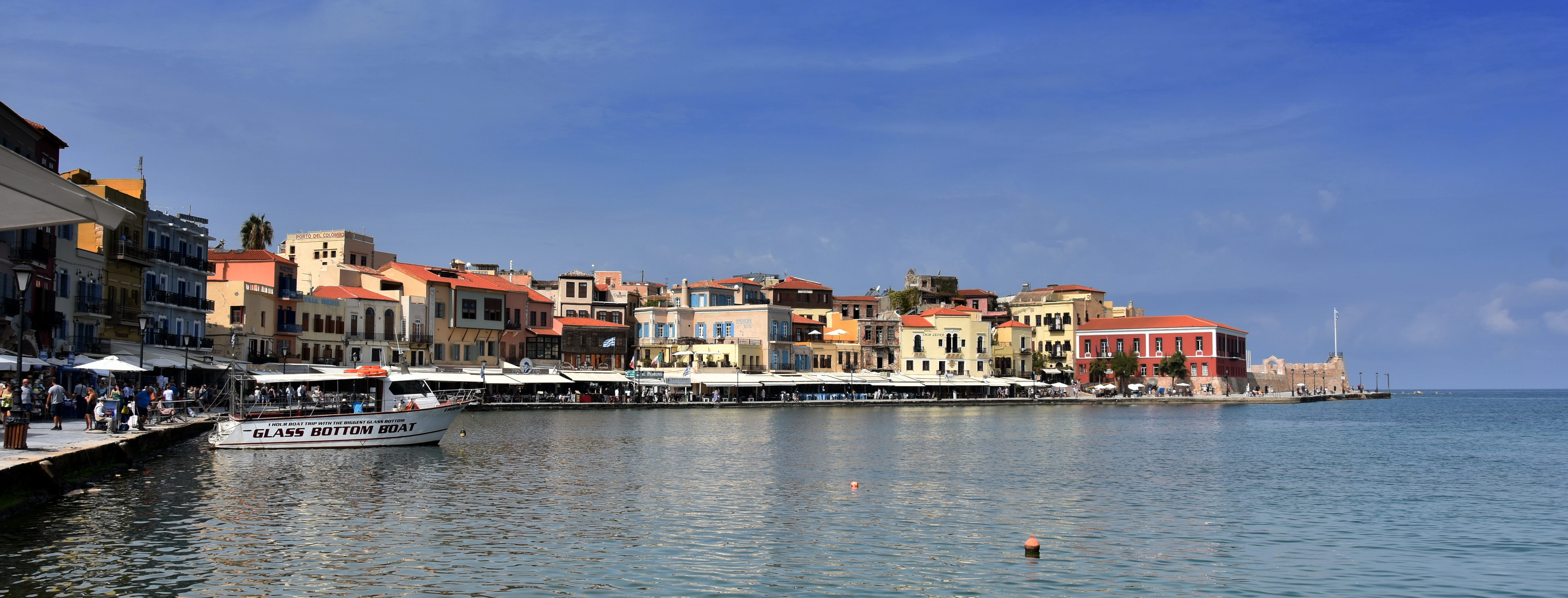 travel destinations, day, incidental people, waterfront, residential district, water, built structure, port, greece, 5K, reflection, crete, people, blue, HD Wallpaper