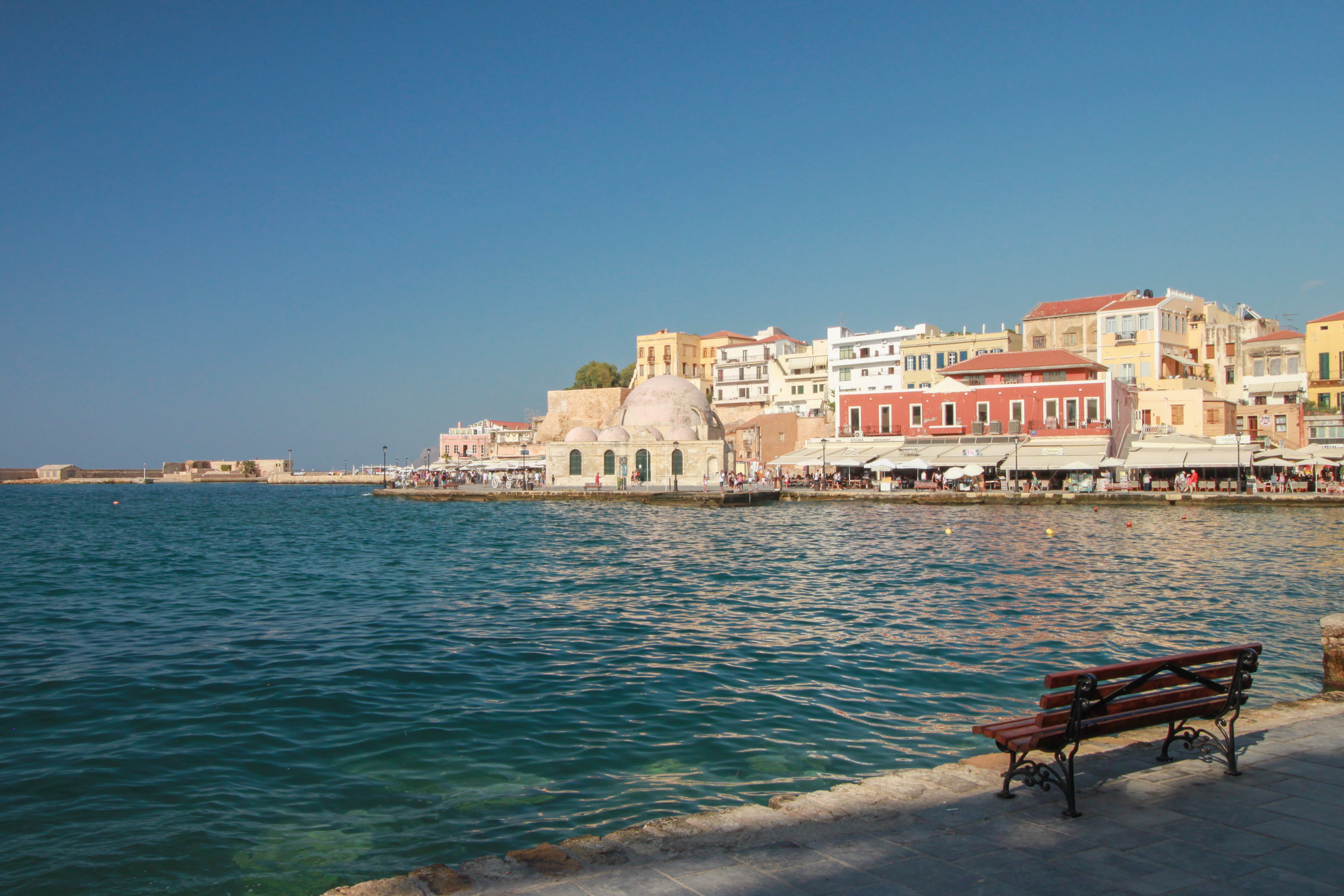 built structure, city, land, no people, mediteranean, sea, architecture, water, building exterior, greece, residential district, clear sky, outdoors, nature, HD Wallpaper