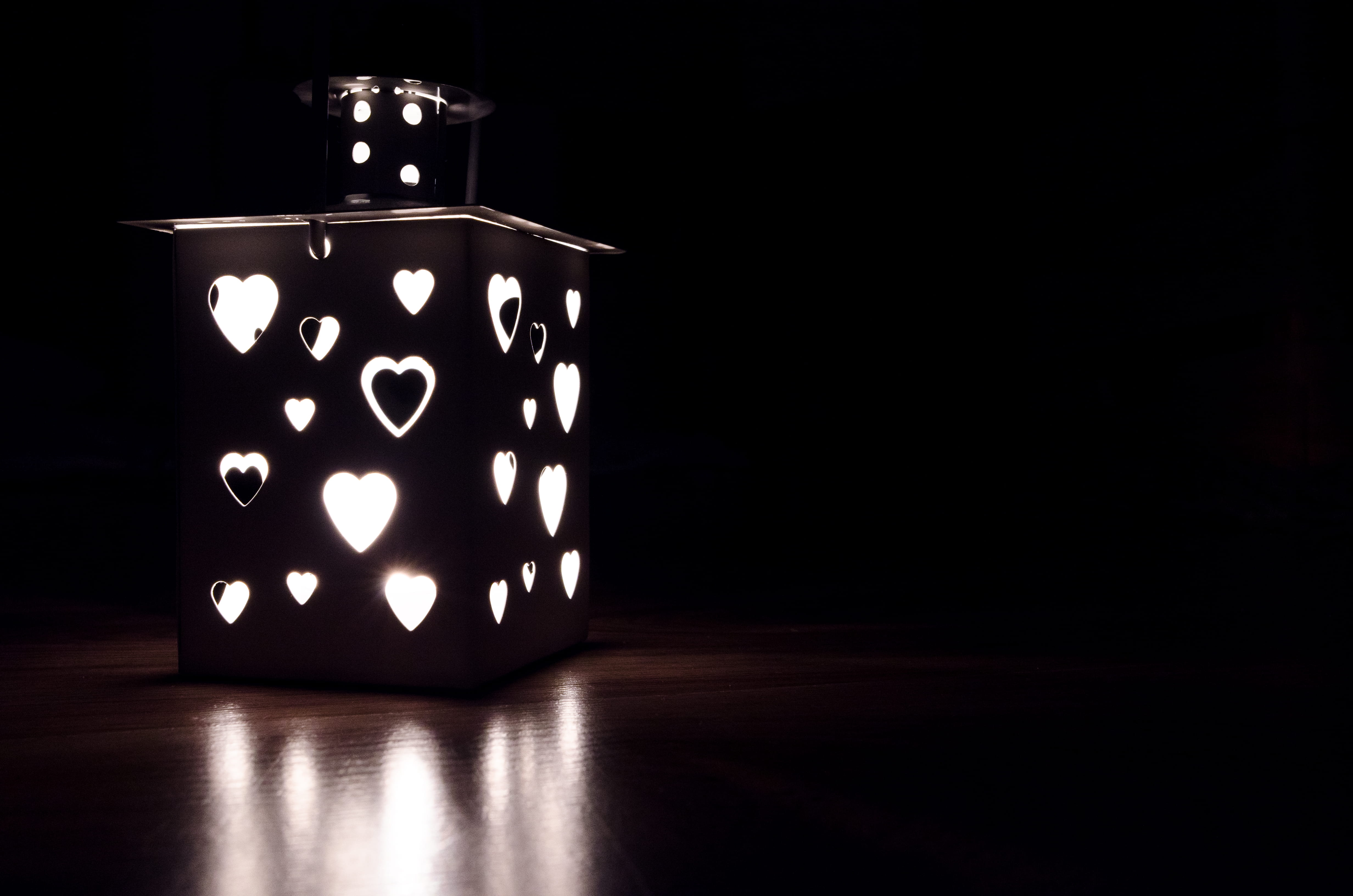 art, design, glow, indoors, lantern, lamp, shining, metal, gray, blank, dark, luminescence, background, wood, candle, black color, arts culture and entertainment, HD Wallpaper