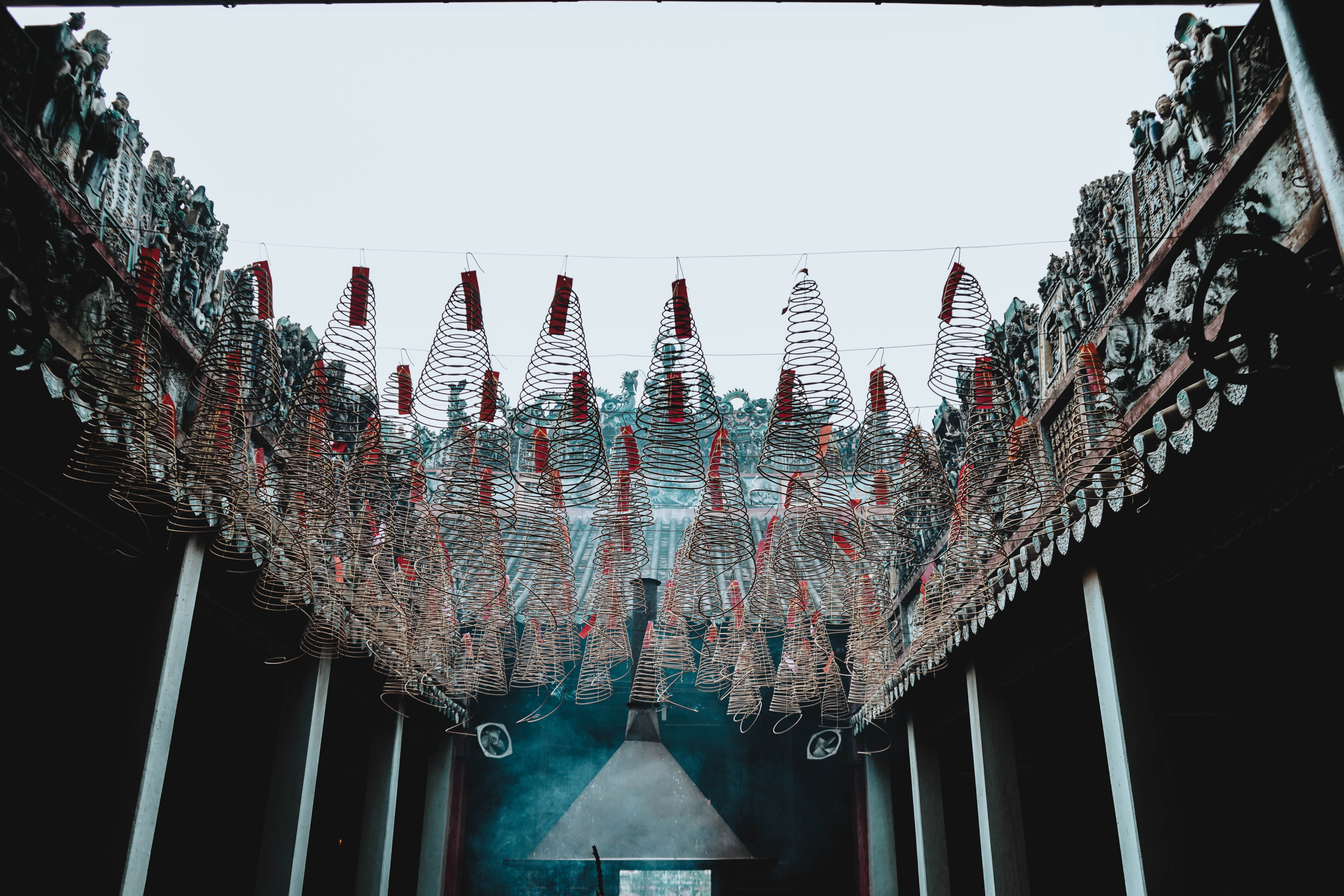 architecture, building, hanging, pagoda, life, decoration, sky, photography, no people, 5K, built structure, in a row, outdoors, people, transfer print, HD Wallpaper