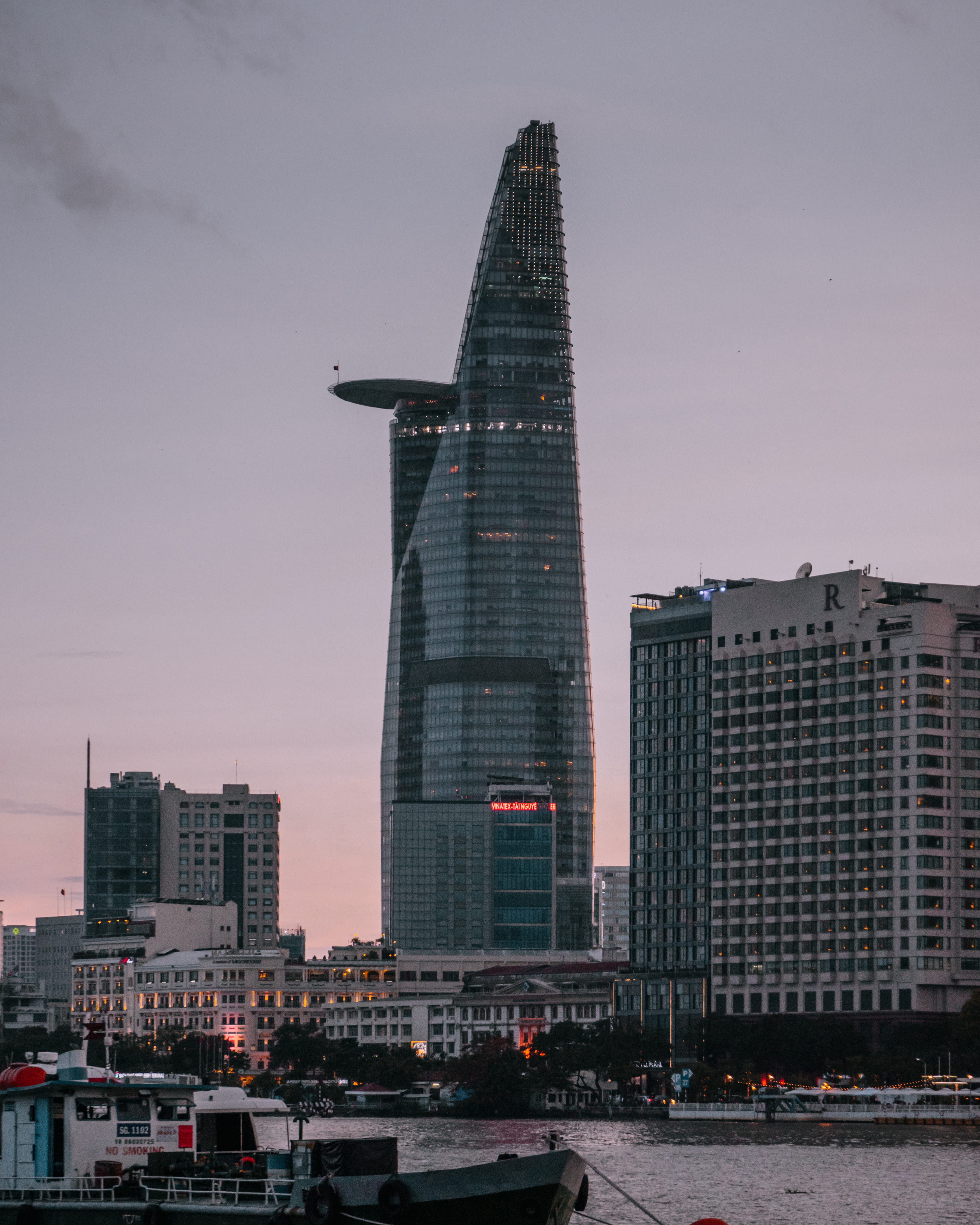 city, building exterior, architecture, modern, outdoors, light, skyline, dusk, nature, ho chi minh city, attraction, street, office, tall - high, office building exterior, Phone HD Wallpaper