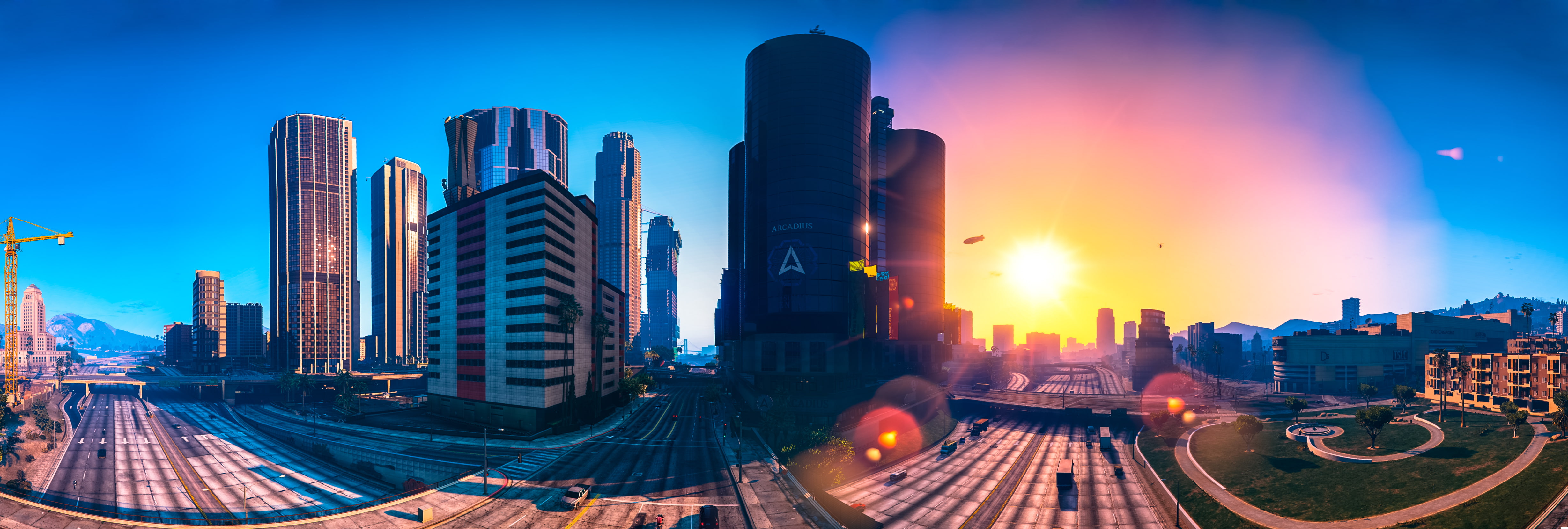 Grand Theft Auto V, Los Santos, Panorama, landscape, 4K, skyscrapers, 4K, photo, HD Wallpaper
