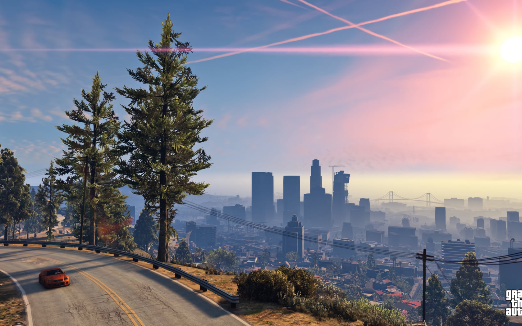 digital, Los Angeles, Grand Theft Auto V, digital art, Los Santos, clouds, landscape, sky, outdoors, countries, video games, city, water, 720P, sea, sunlight, HD Wallpaper