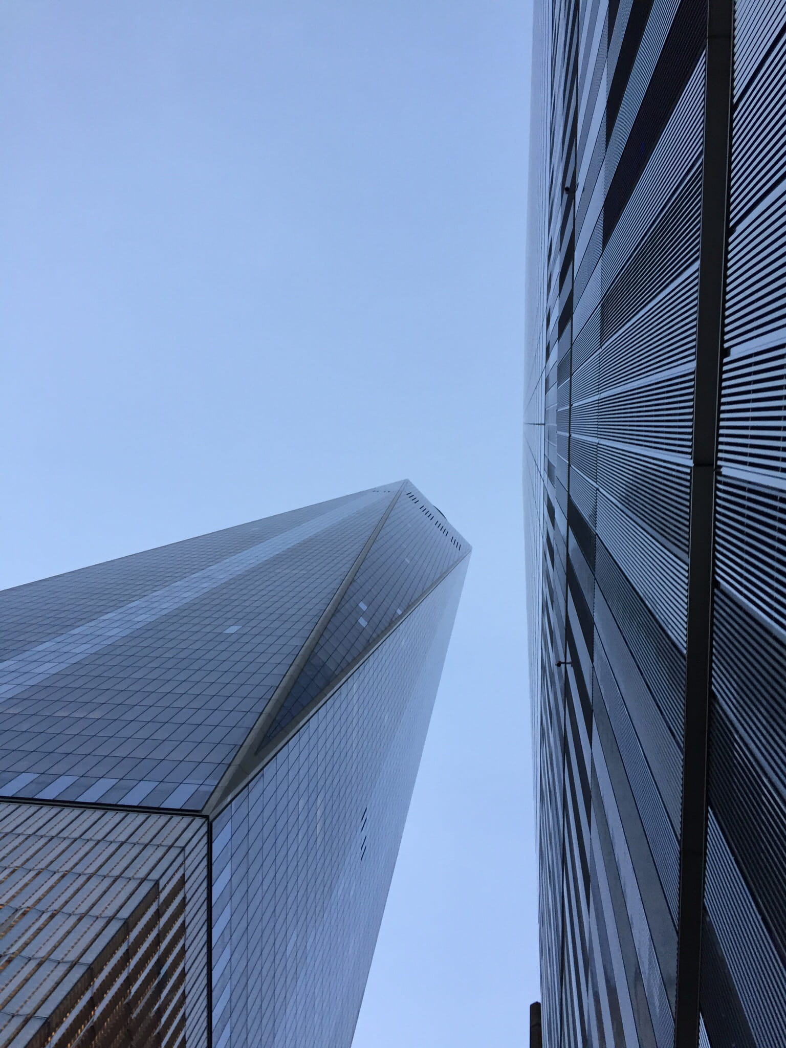 skyscraper, day, office building exterior, tall - high, world trade center, new york, nyc, clear sky, architecture, business, city, united states, directly below, Phone HD Wallpaper