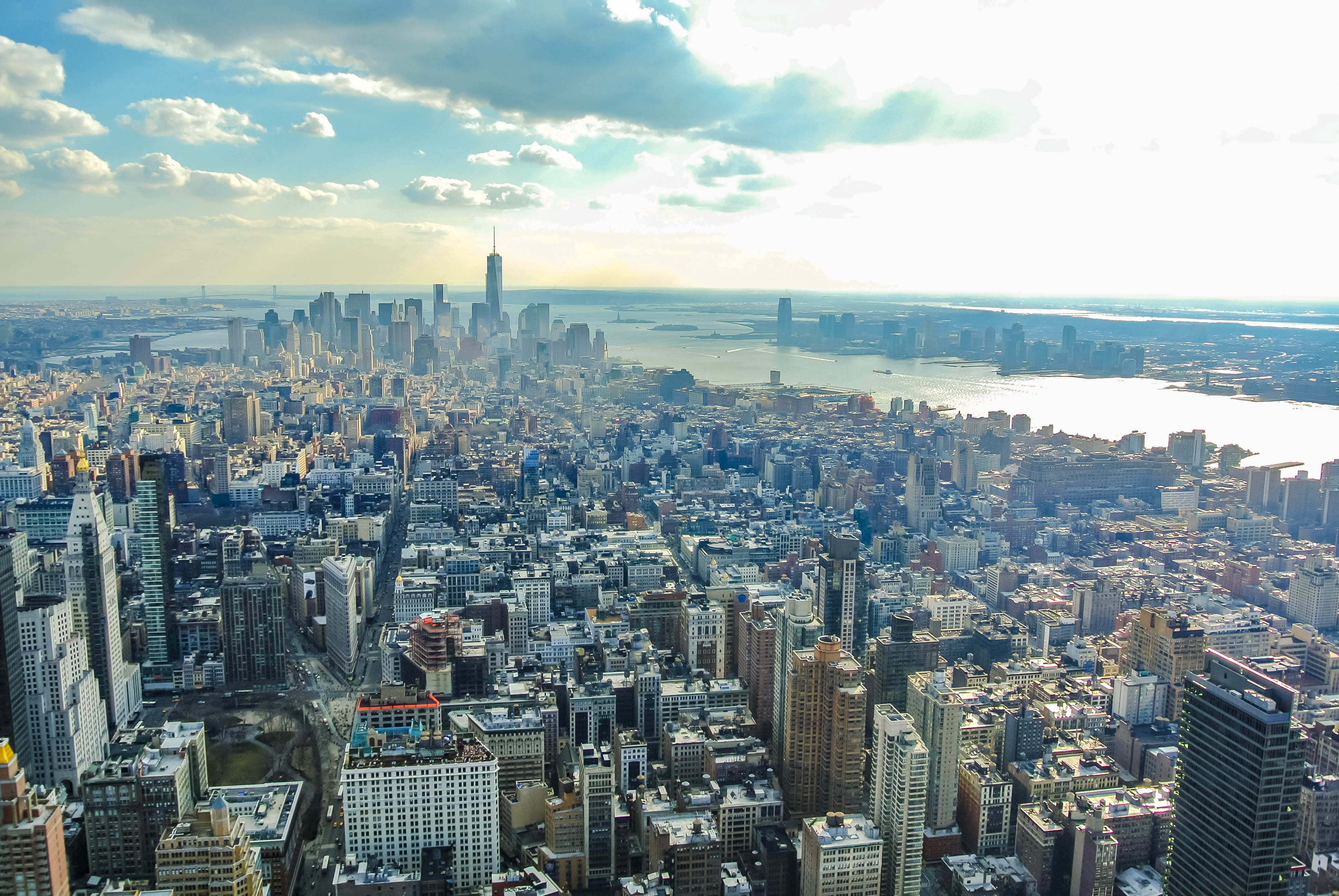 urban, skyscraper, panorama, america, new york, viewpoint, crowded, business towers, sunset, outdoors, crowd, cities, modern, tall - high, city, tourism, HD Wallpaper