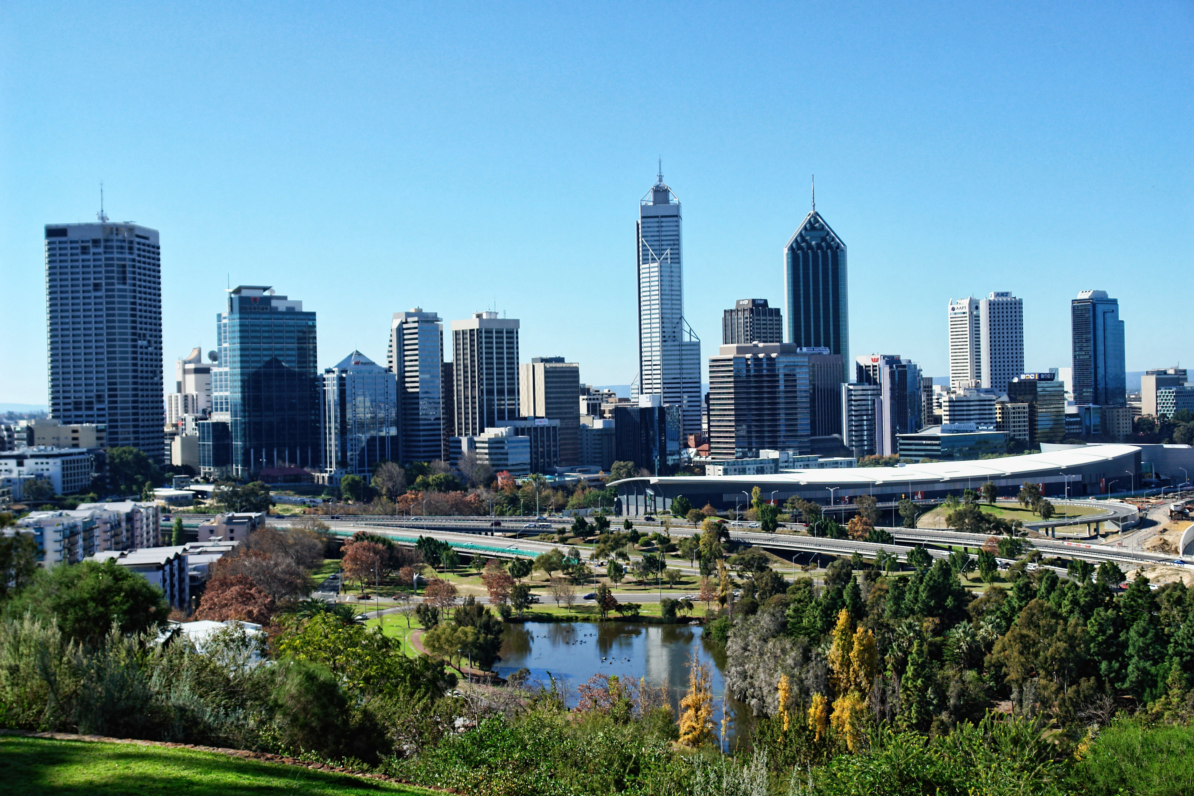 cityscape, plant, skyscraper, sky, tall - high, landscape, architecture, tower, tree, office building exterior, australia, modern, built structure, building exterior, HD Wallpaper