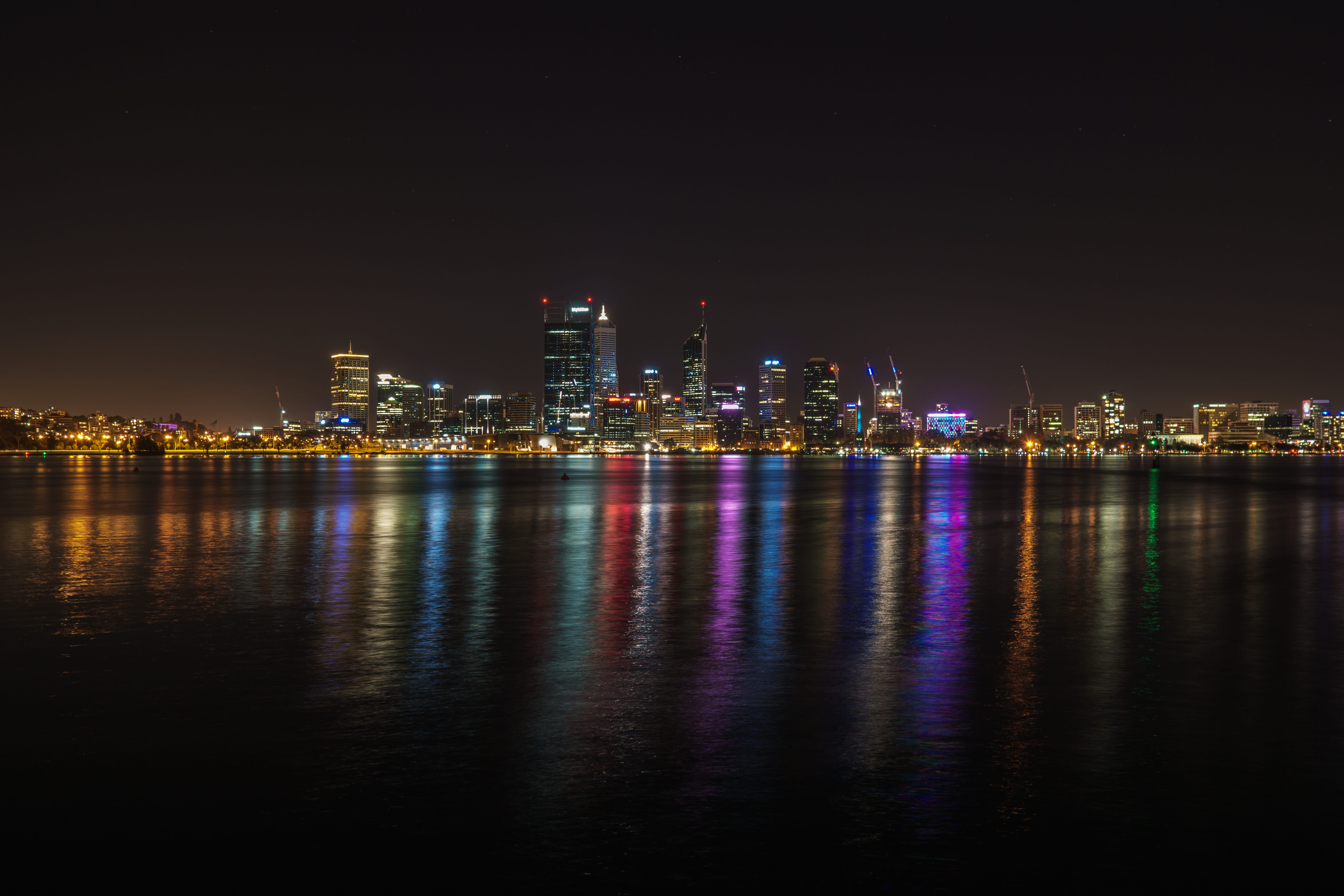 western australia, office building exterior, building, outdoors, 71 s perth esplanade, reflection, architecture, 5K, nightlife, night, city, landscape, HD Wallpaper