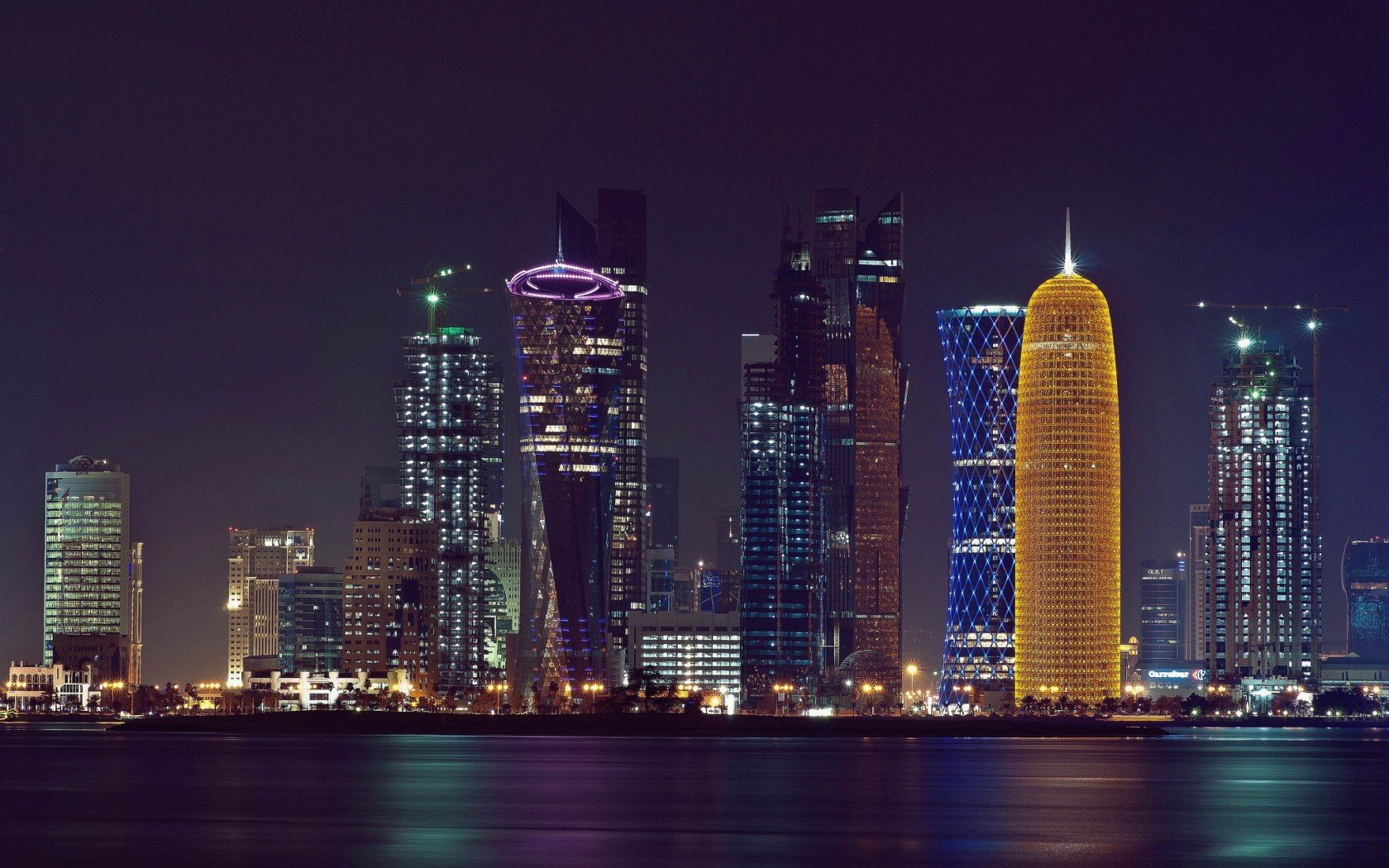 city, water, cityscapes, cities, doha, 720P, centre, HD Wallpaper