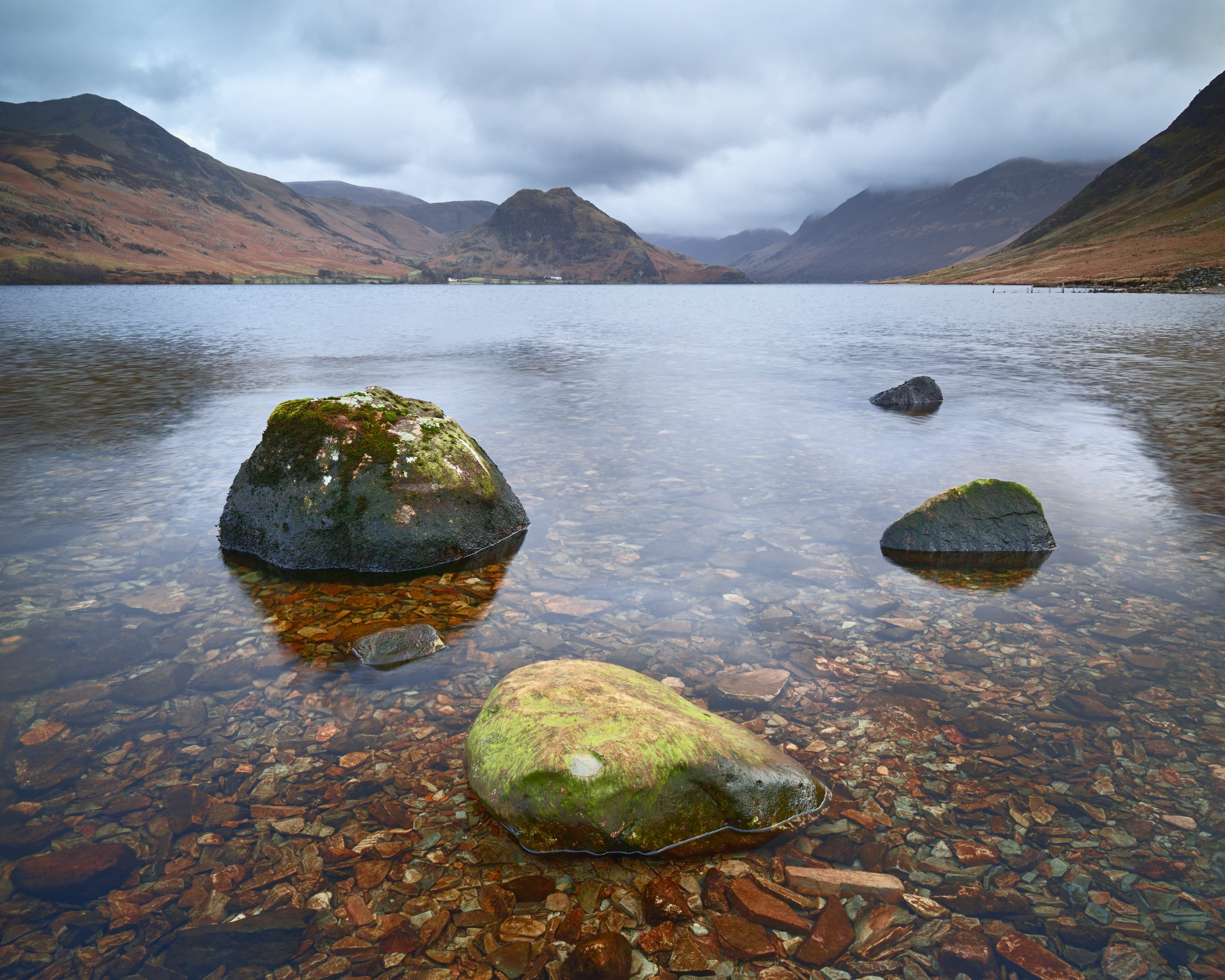 solid, scenics - nature, rock - object, 4K, britain, sky, water, mountains, landscape, stone, non-urban scene, tranquil scene, rock, mountain, fells, no people, HD Wallpaper