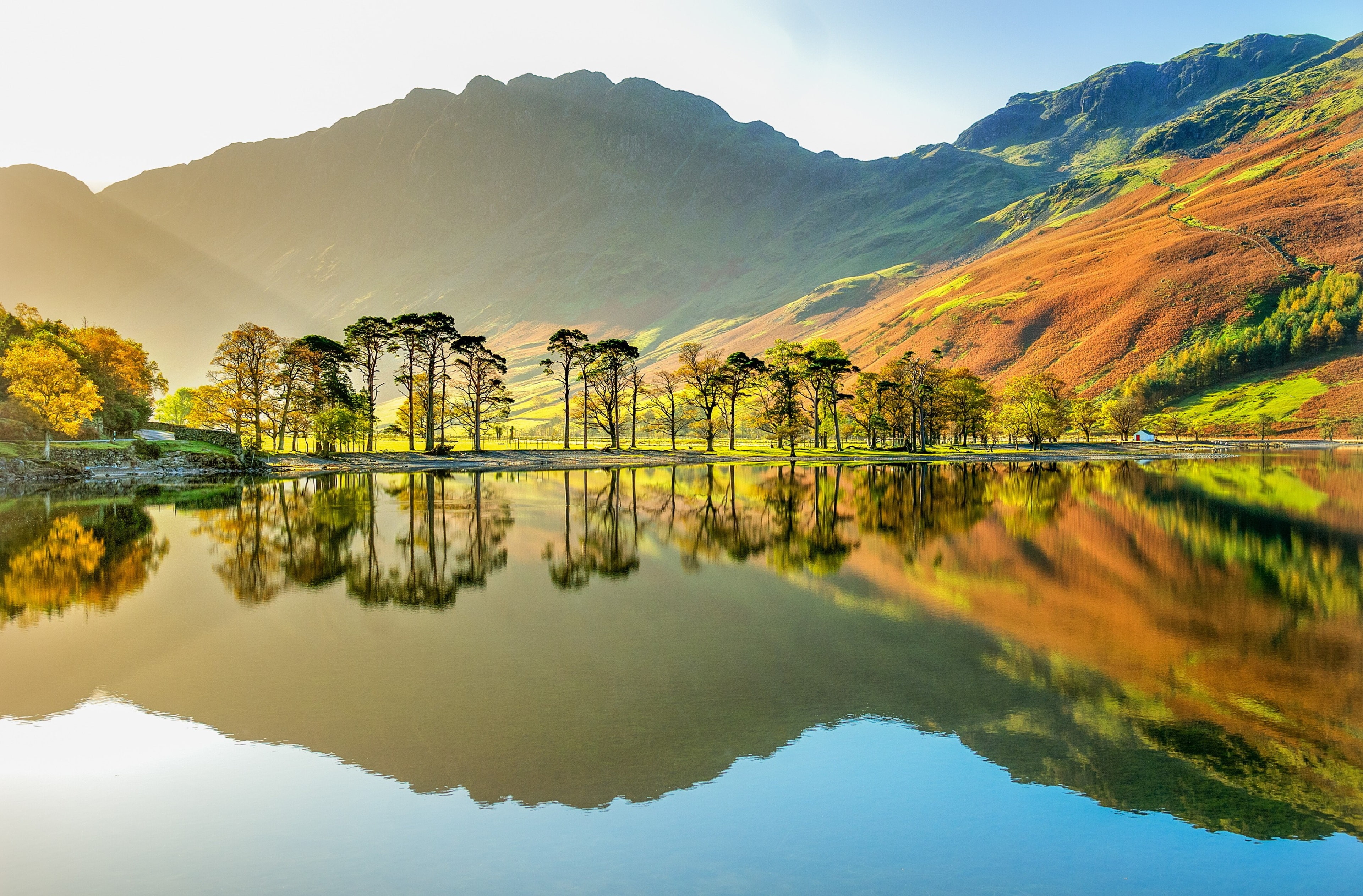 reflection, architecture, landscape, sky, outdoors, tranquil scene, springtime, no people, tree, 4K, lake buttermere 4k  download  for pc hd, water, environment, HD Wallpaper