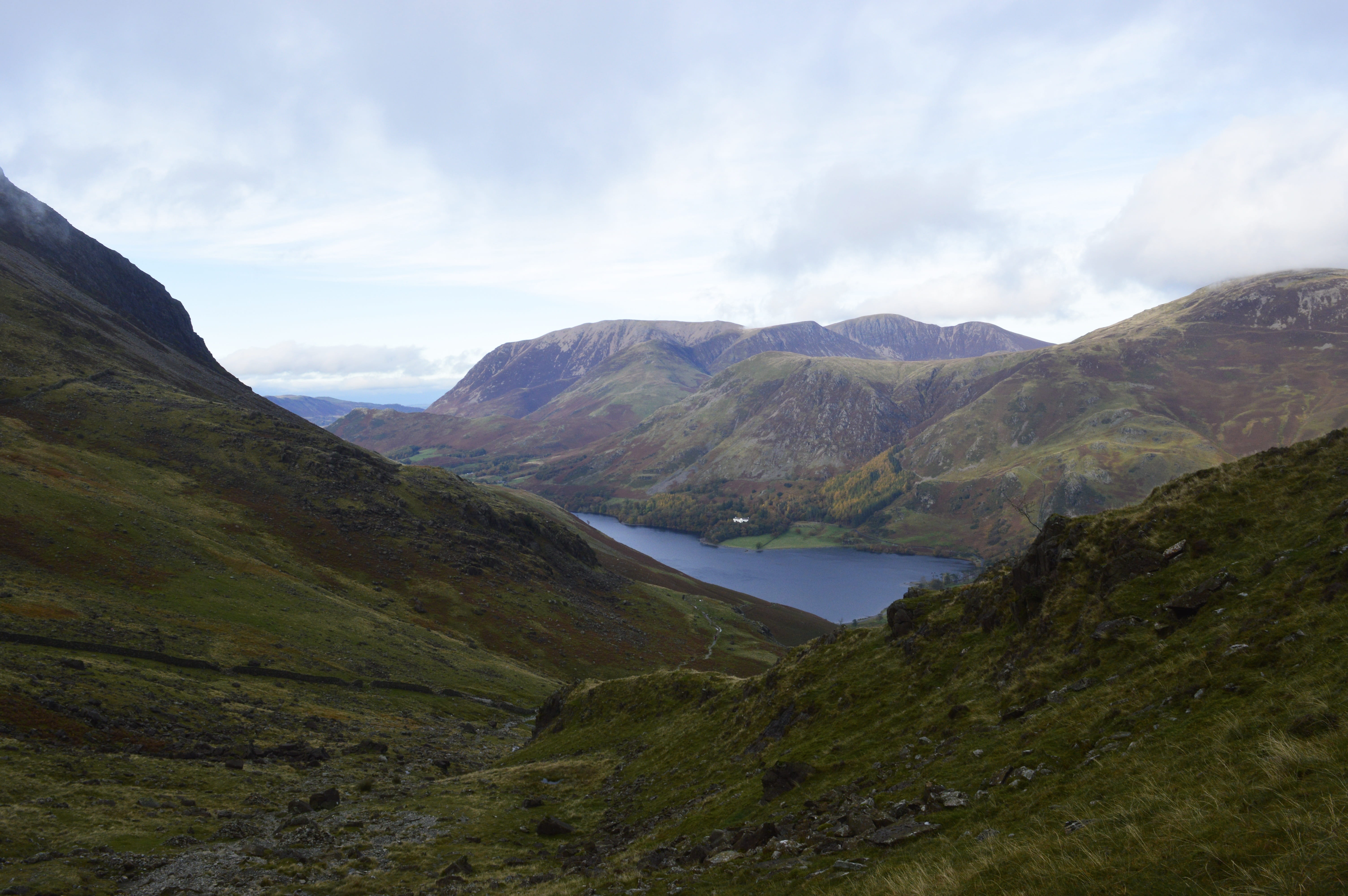 mountain, british, countryside, 5K, outdoors, stone, environment, sky, remote, uk, scenic, cumbria, britain, lake district, lake, water, buttermere, beauty in nature, HD Wallpaper