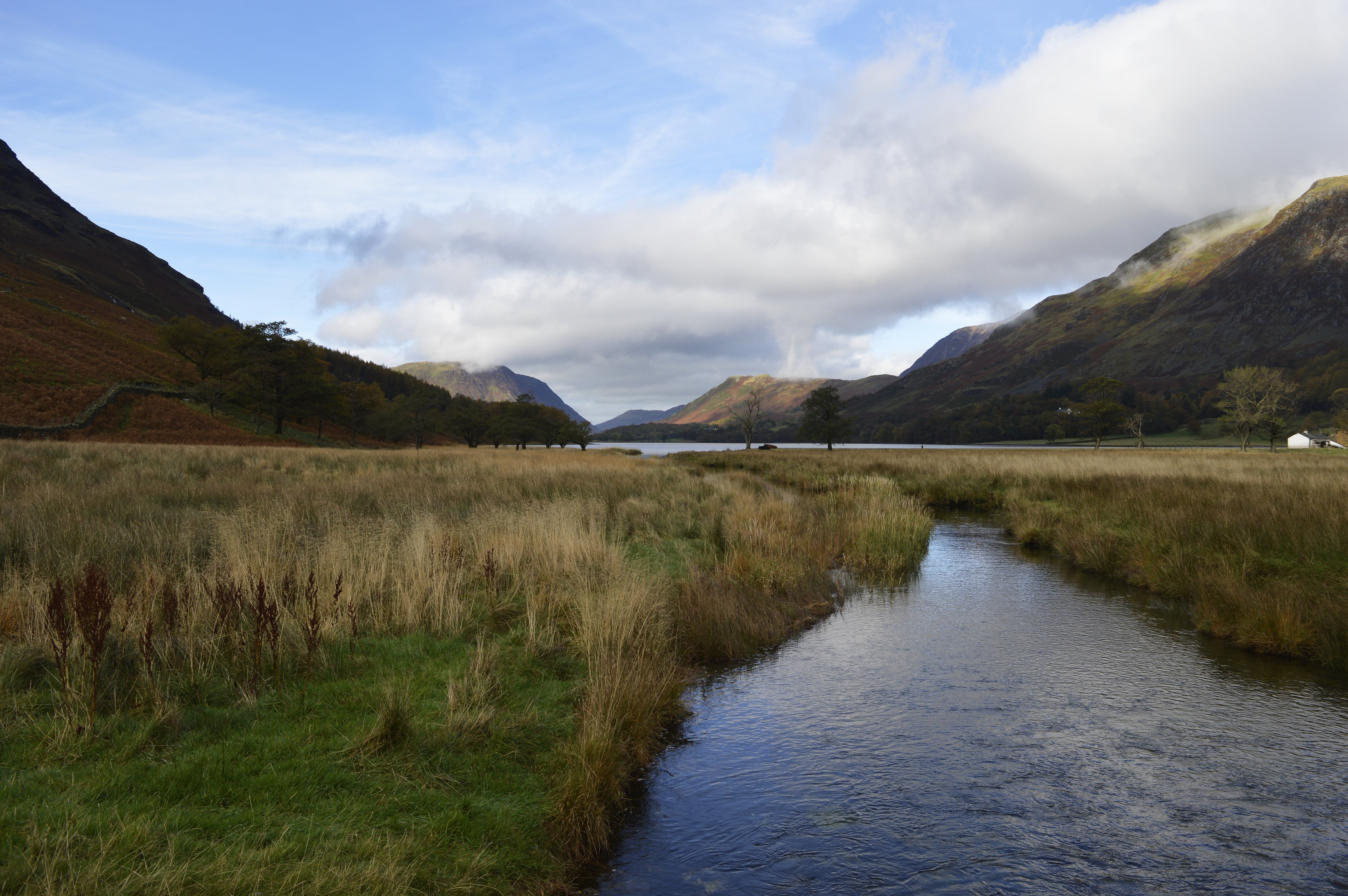 britain, national, grass, view, sky, cumbria, rural, land, outdoors, buttermere, plant, scenery, beauty in nature, remote, tourism, mountain, no people, HD Wallpaper