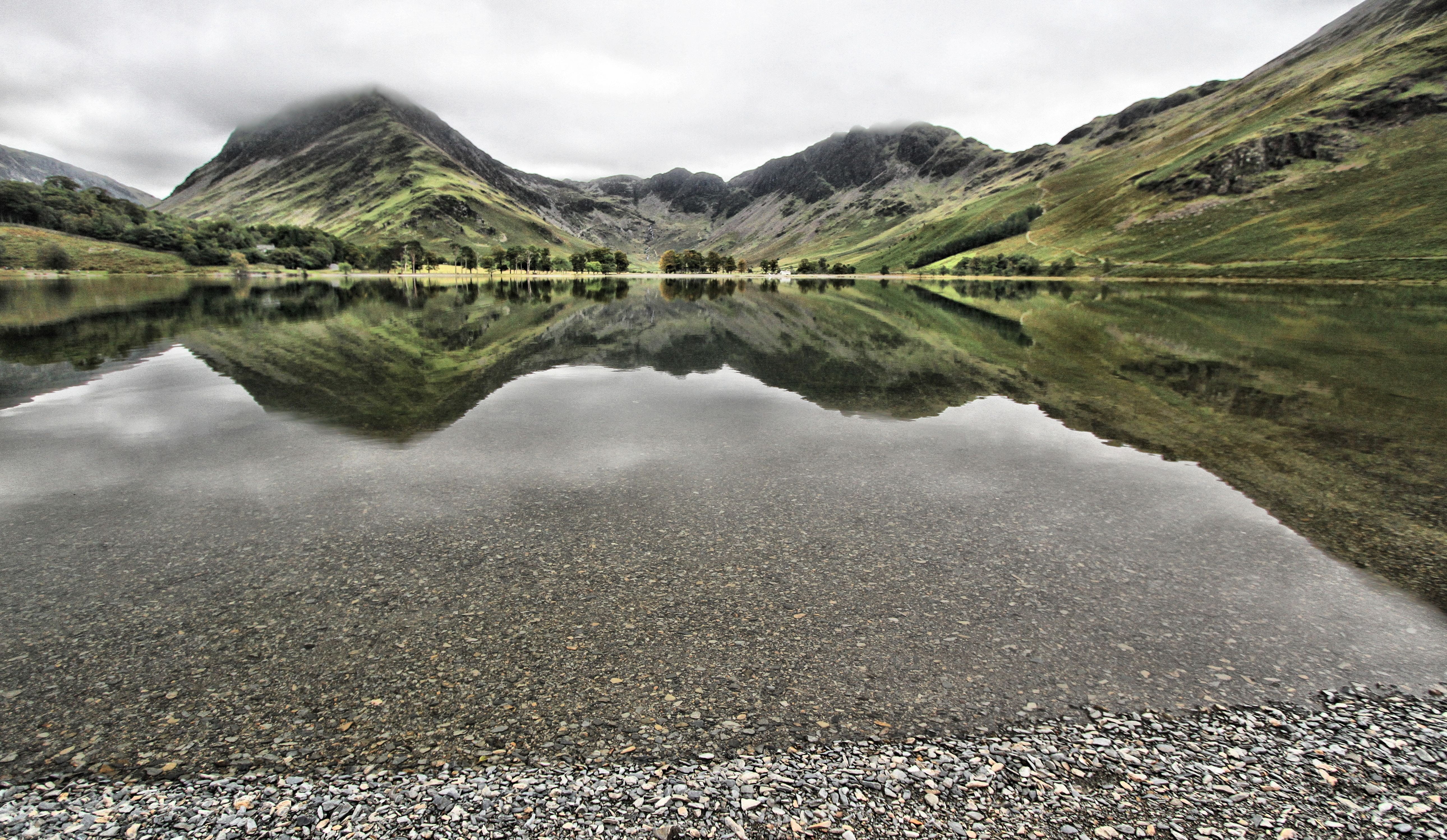 5K, green color, scenics, tranquil scene, scenics - nature, scene, lagoon, holiday, environment, buttermere, nature, reflection, fells, no people, countryside, HD Wallpaper