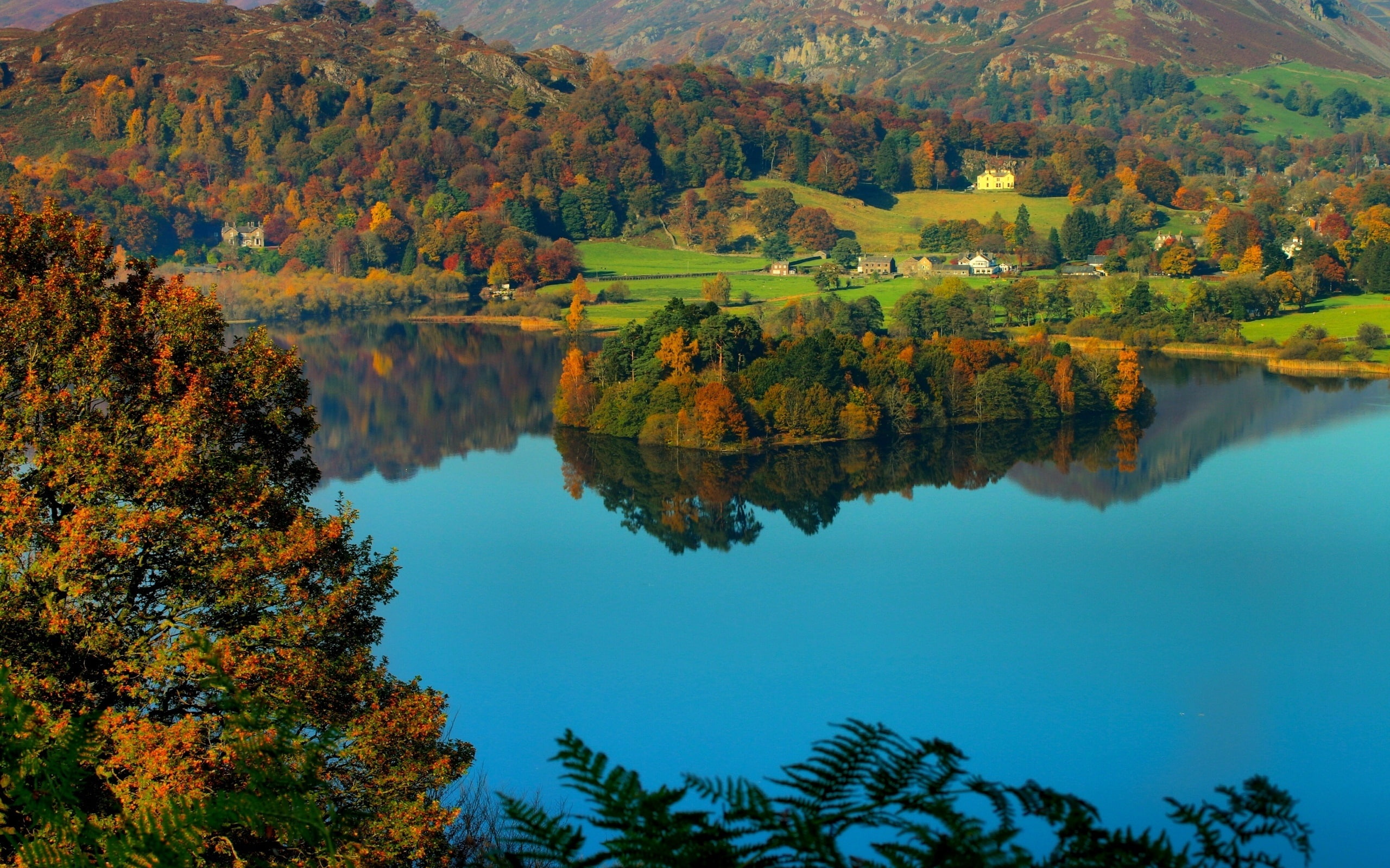 2K, Cumbria, Grasmere, District, Countryside, Lake, England, Hills, Village, HD Wallpaper