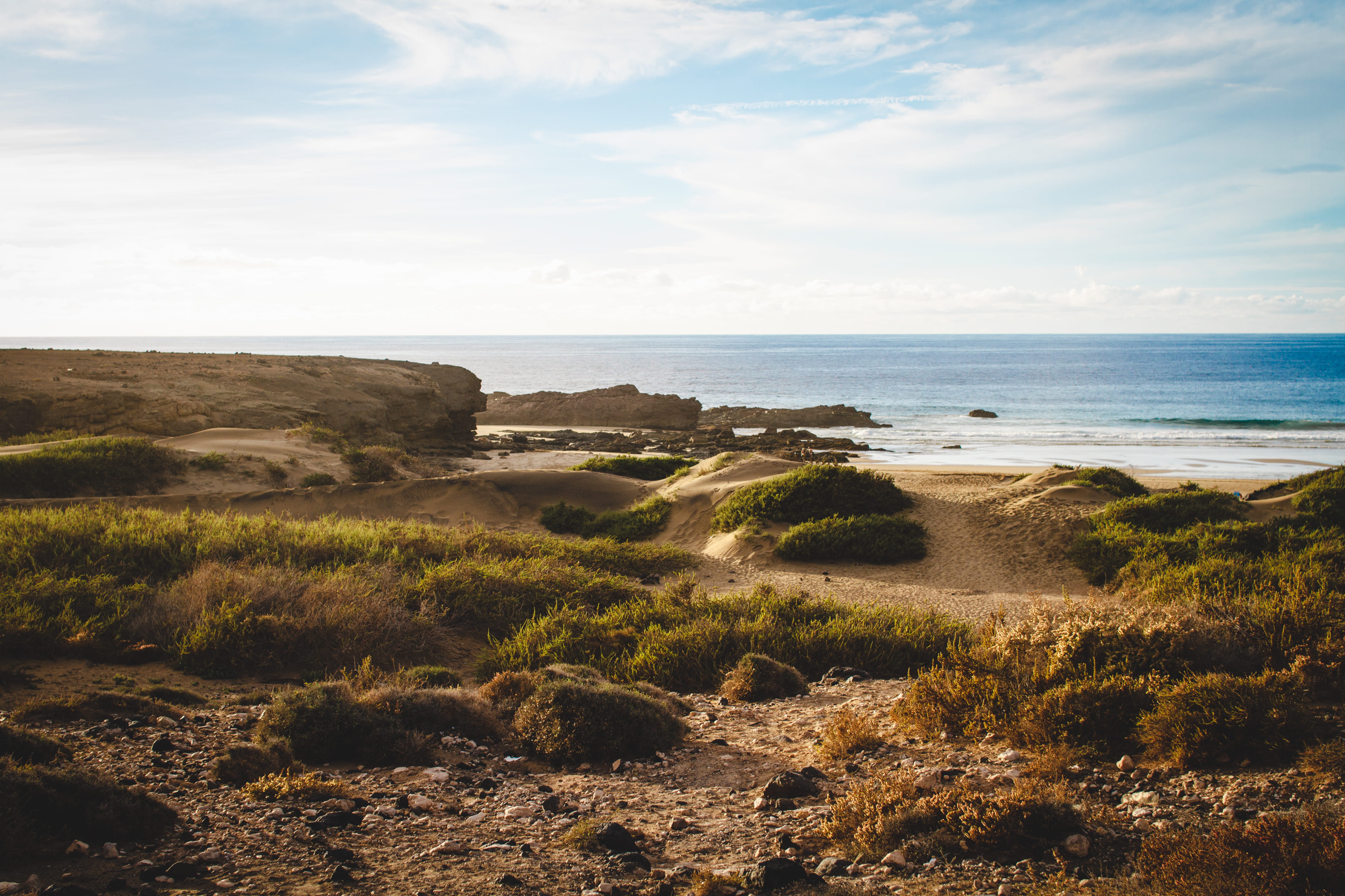 marram grass, sea, mar, playa, calle del jarugo, horizon, nature, sky, spain, scenics - nature, cloud - sky, grass, water, tranquility, tindaya, day, land, HD Wallpaper