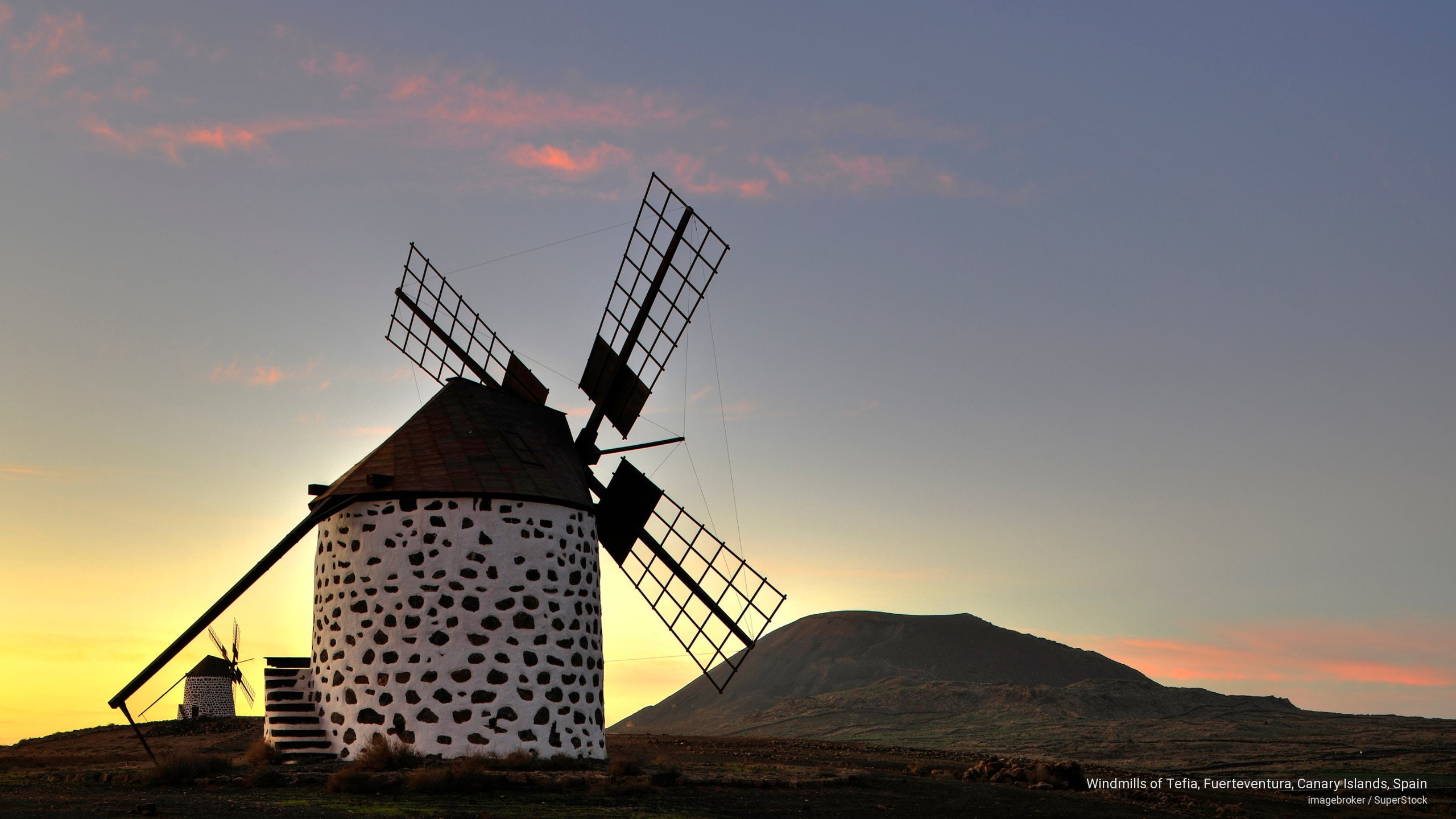 windmills, Europe, fuerteventura, 2K, islands, canary, tefia, spain, HD Wallpaper