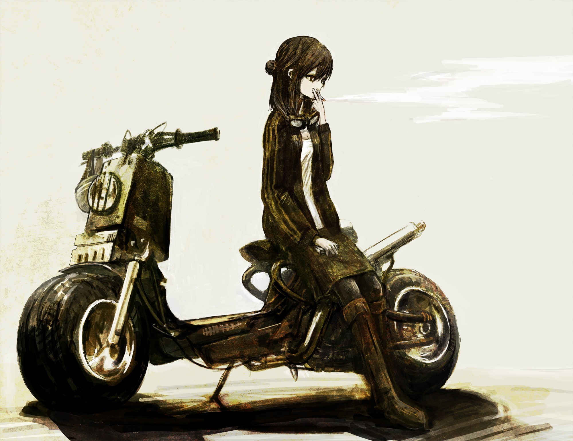 Vespa, 1080P, smoking, original characters, HD Wallpaper