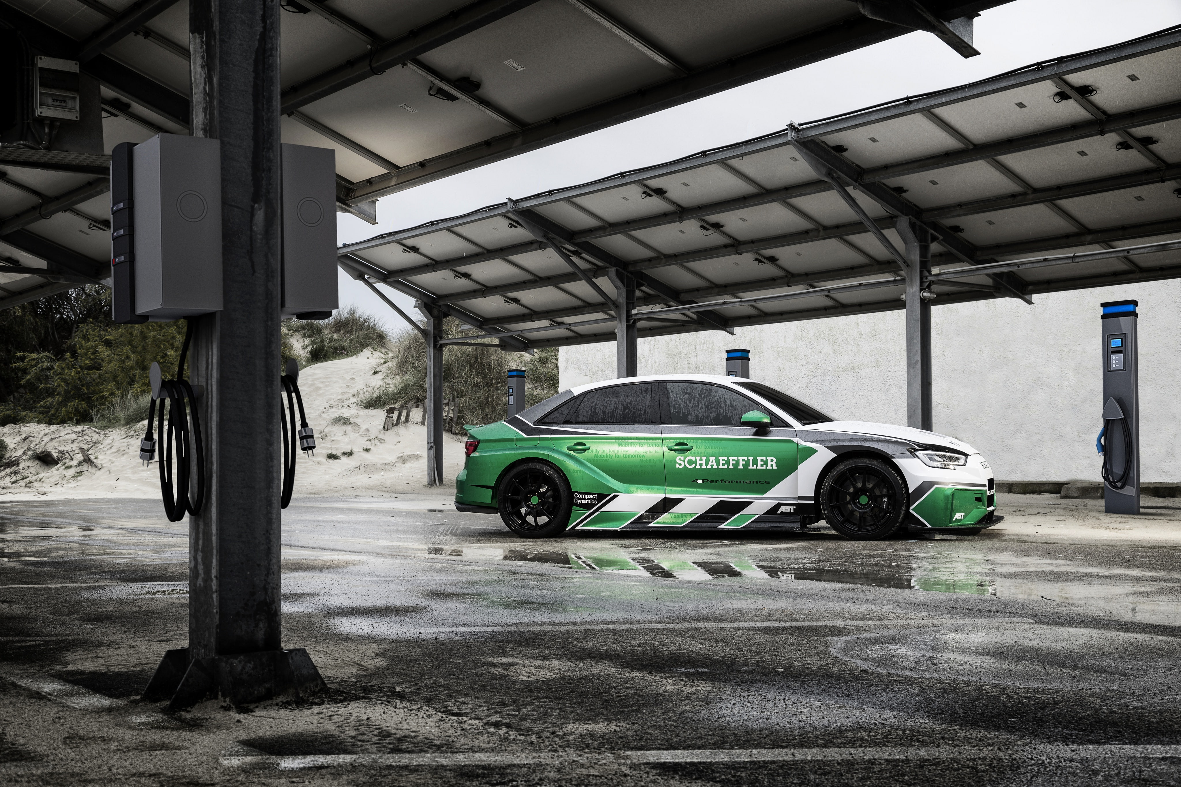 electric supercar, charging station, 1200 HP, 4 e-Performance, Audi A3, Schaeffler, 4K, HD Wallpaper