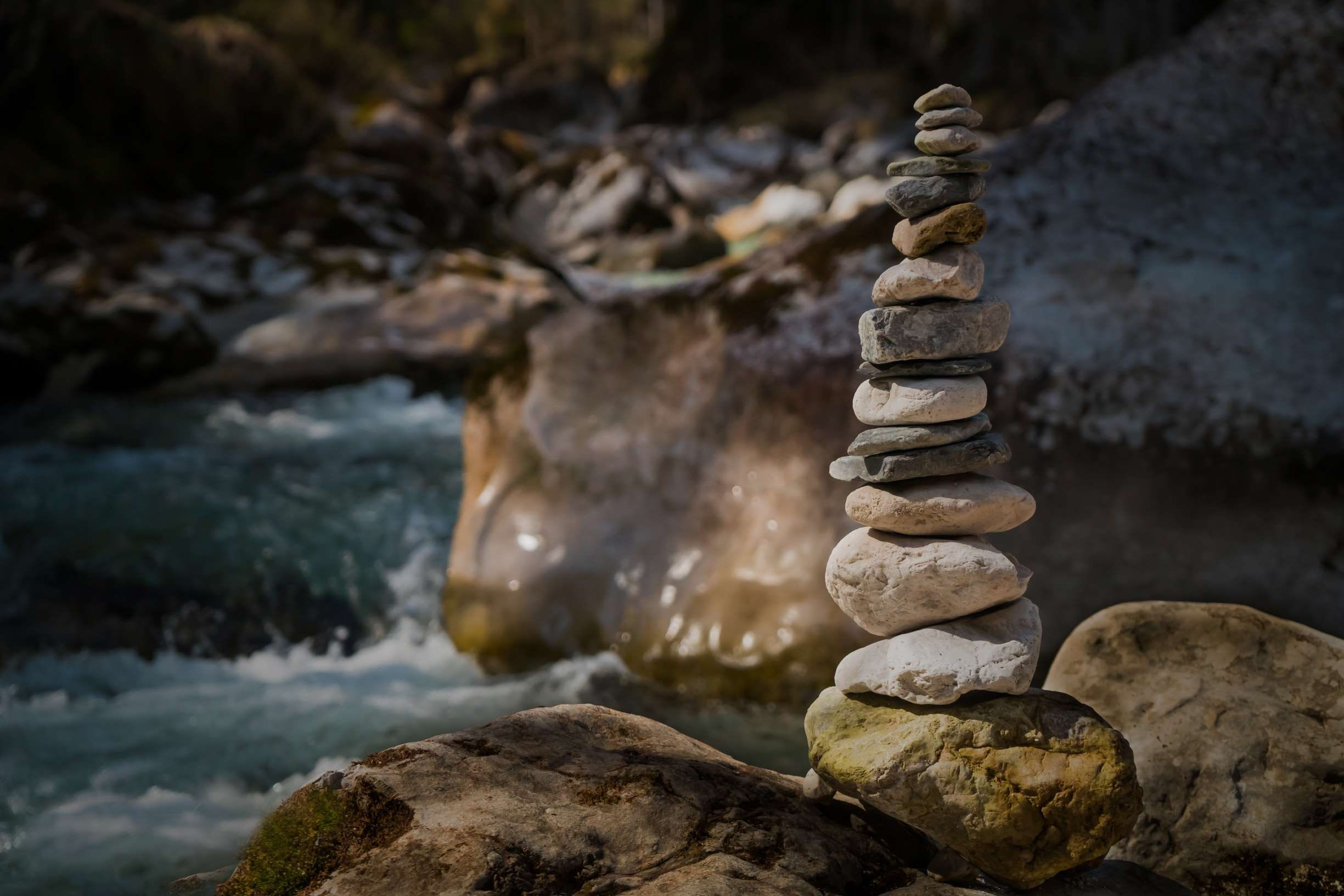 long exposure, forest, 1080P, stack, stone, balance, solid, day, alpine, outdoors, murmur, tranquility, land, rock formation, rock - object, zen-like, HD Wallpaper