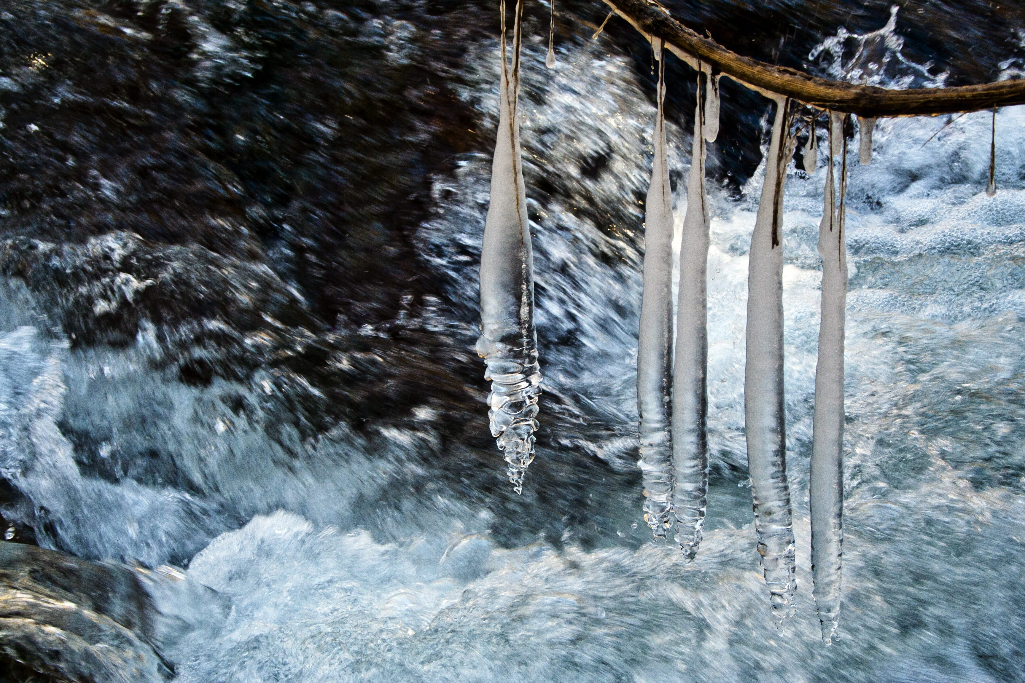 nature, no people, animal themes, ice, motion, beauty in nature, icicle, flowing water, cold, outdoors, snow, long exposure, waterfront, 2K, cold temperature, HD Wallpaper