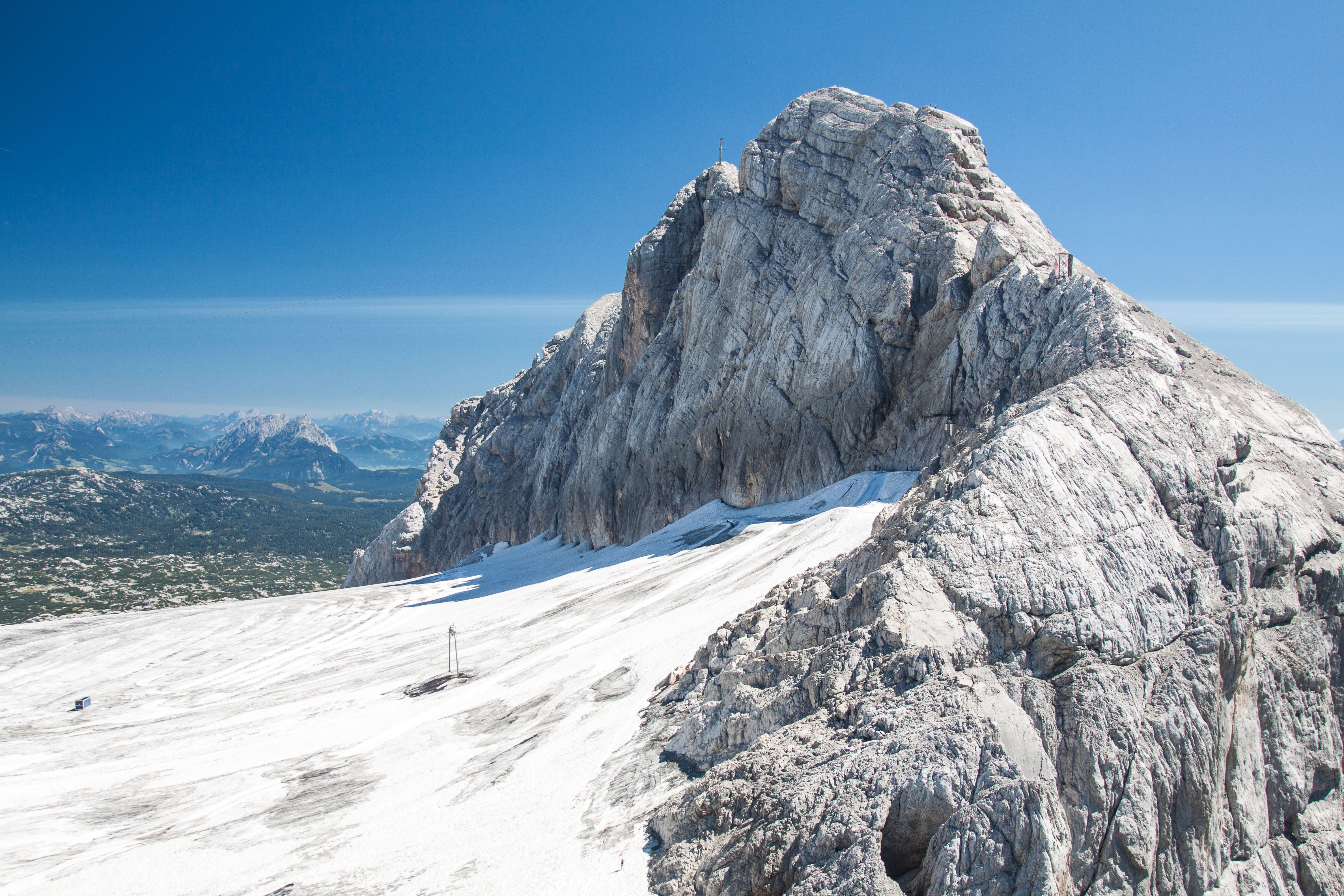 snow, 4K, day, beauty in nature, alpine, winter, sky, ramsau, ice, outdoors, blue, solid, landscape, snowcapped mountain, mountain range, rock, scenics - nature, HD Wallpaper
