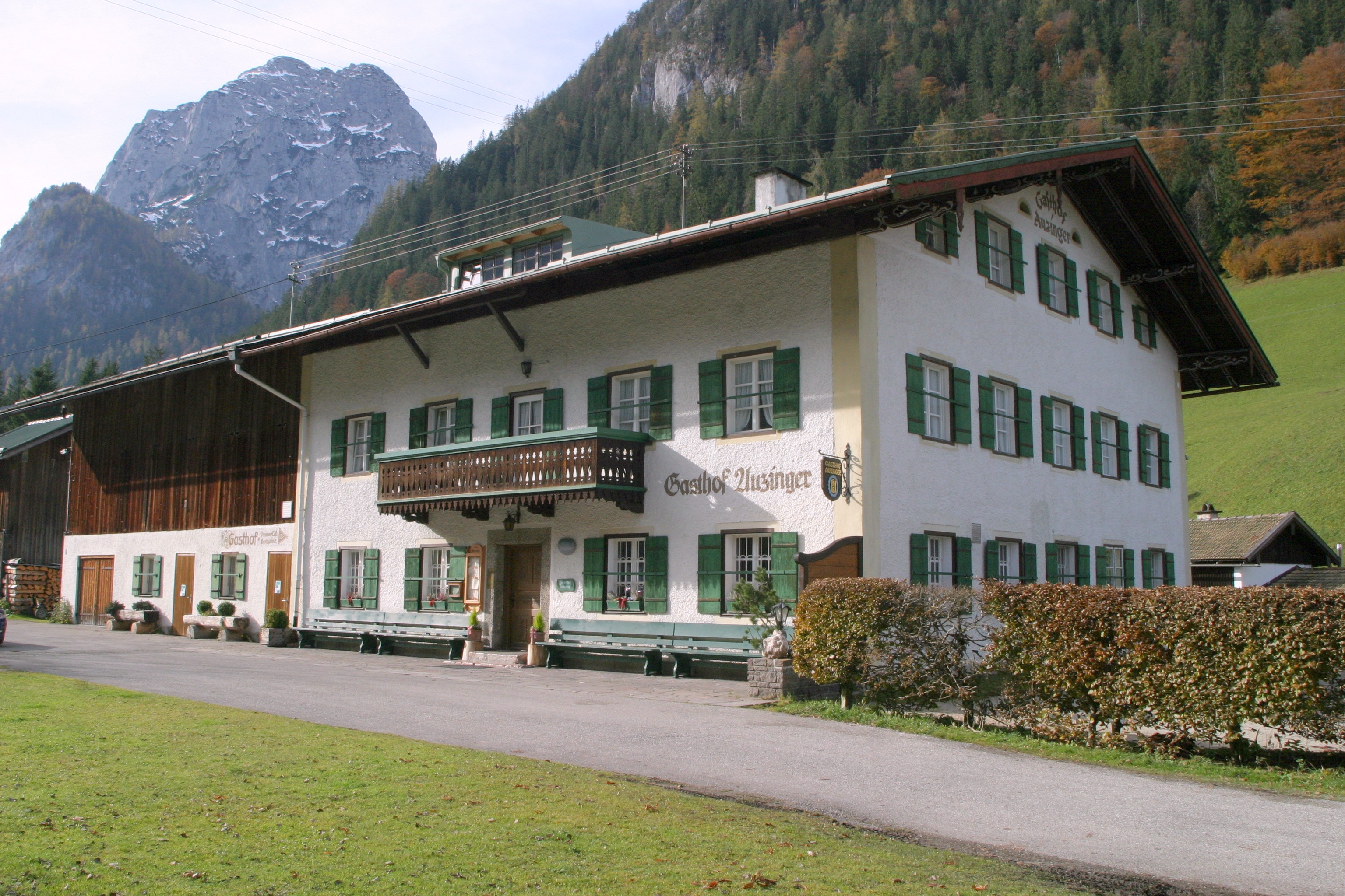 historic guest house, bavarian meals, transportation, built structure, green color, architecture, building, tree, mountain range, house, lawn, road, cottage, HD Wallpaper
