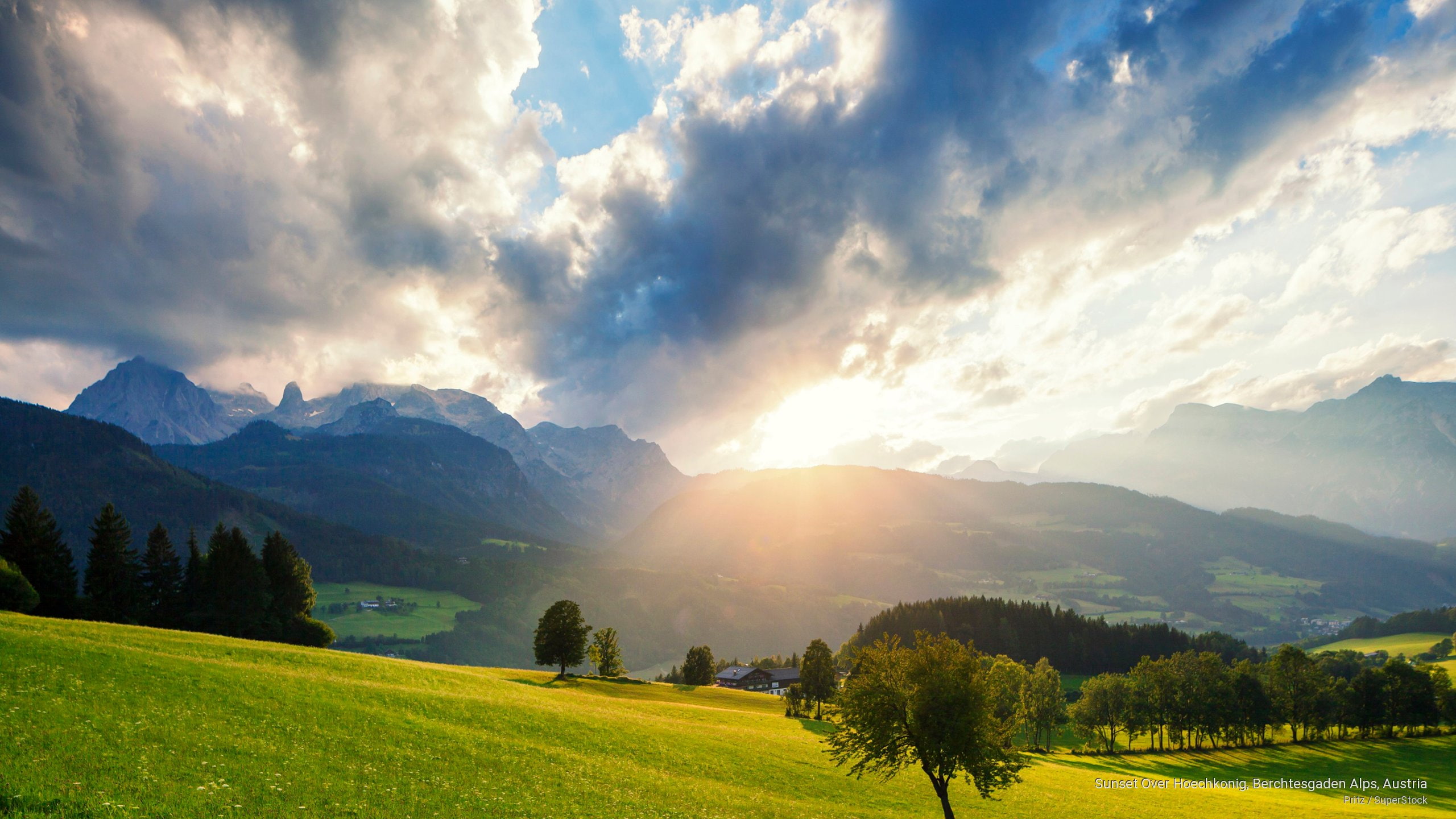 austria, sunset, alps, hoechkonig, 2K, berchtesgaden, Mountains, HD Wallpaper