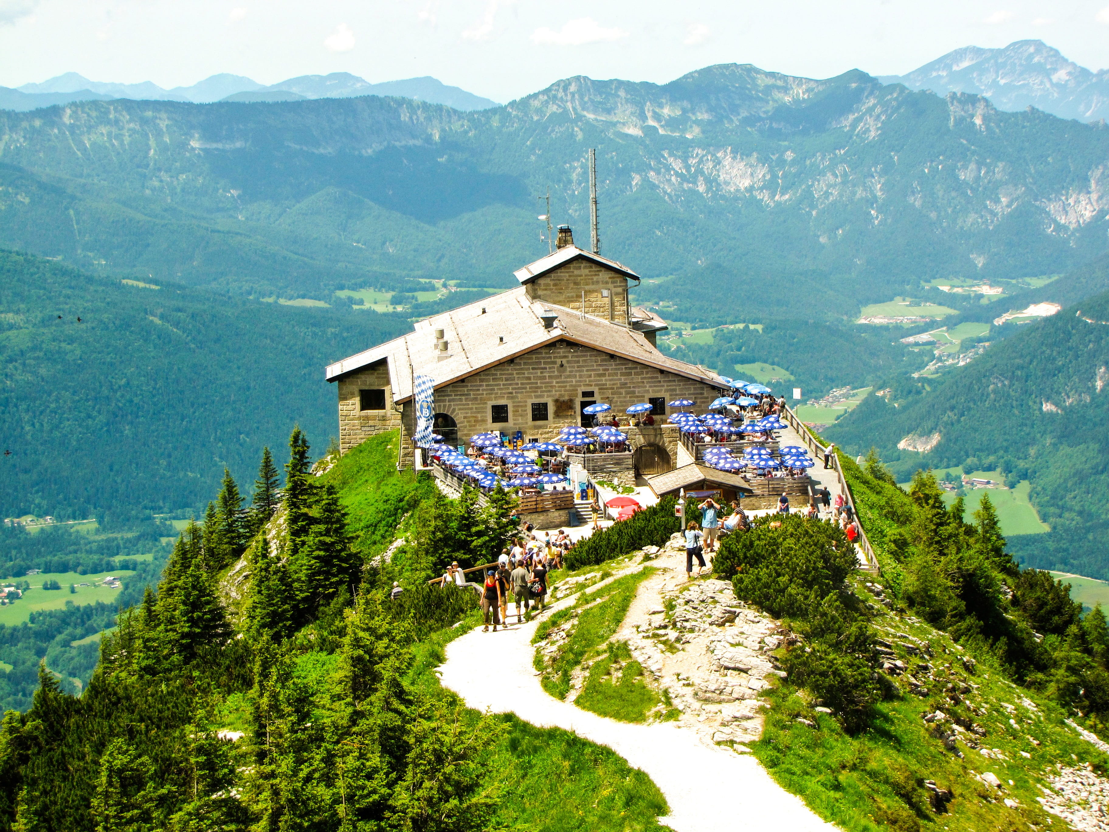 bavaria, land, high angle view, building exterior, tourism, building, green color, non-urban scene, alps, mountain range, germany, architecture, plant, HD Wallpaper