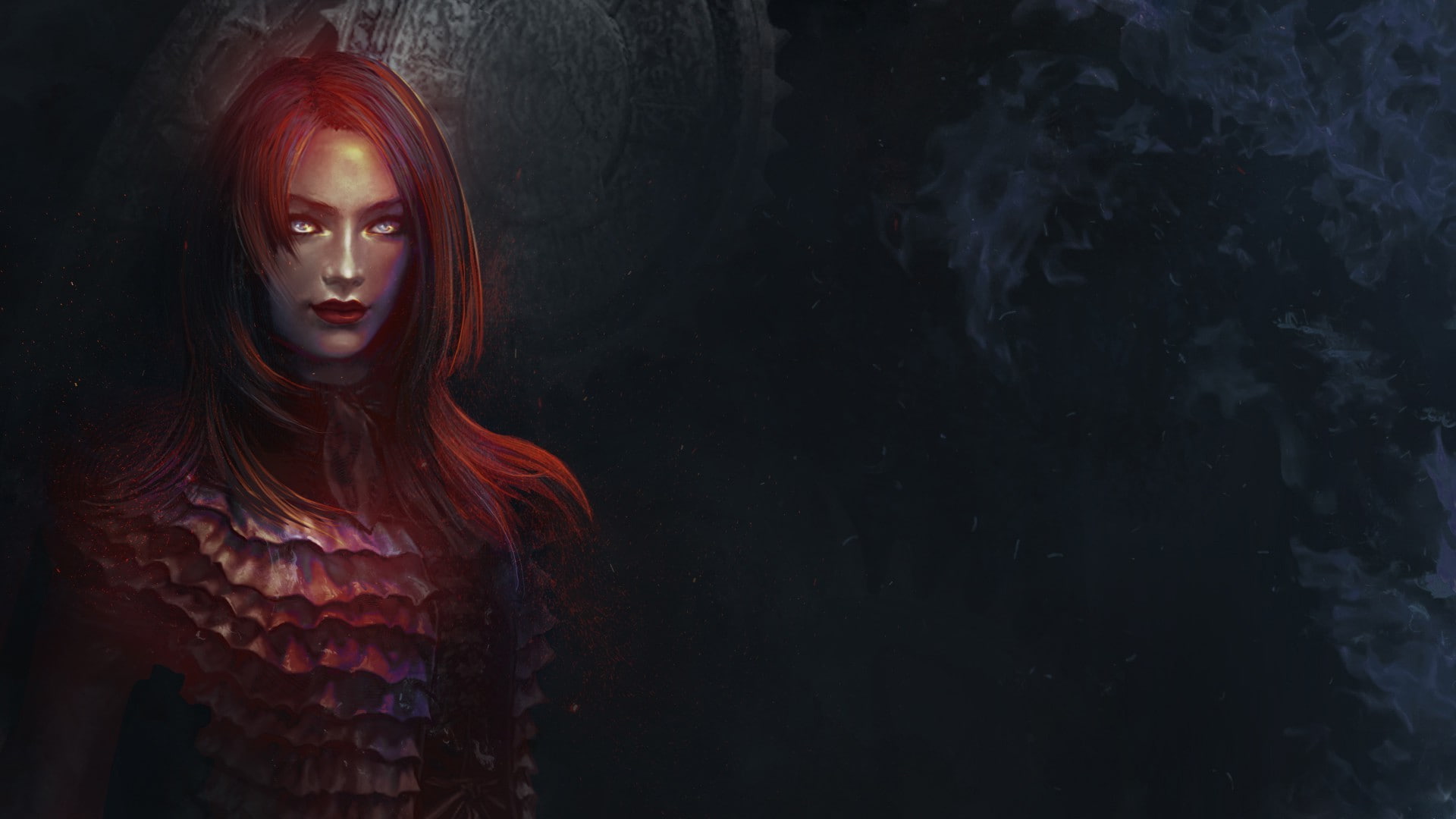 copy space, hair, looking at camera, portrait, video games, teenager, front view, indoors, artwork, adult, young women, black background, one person, Path Of Exile, HD Wallpaper