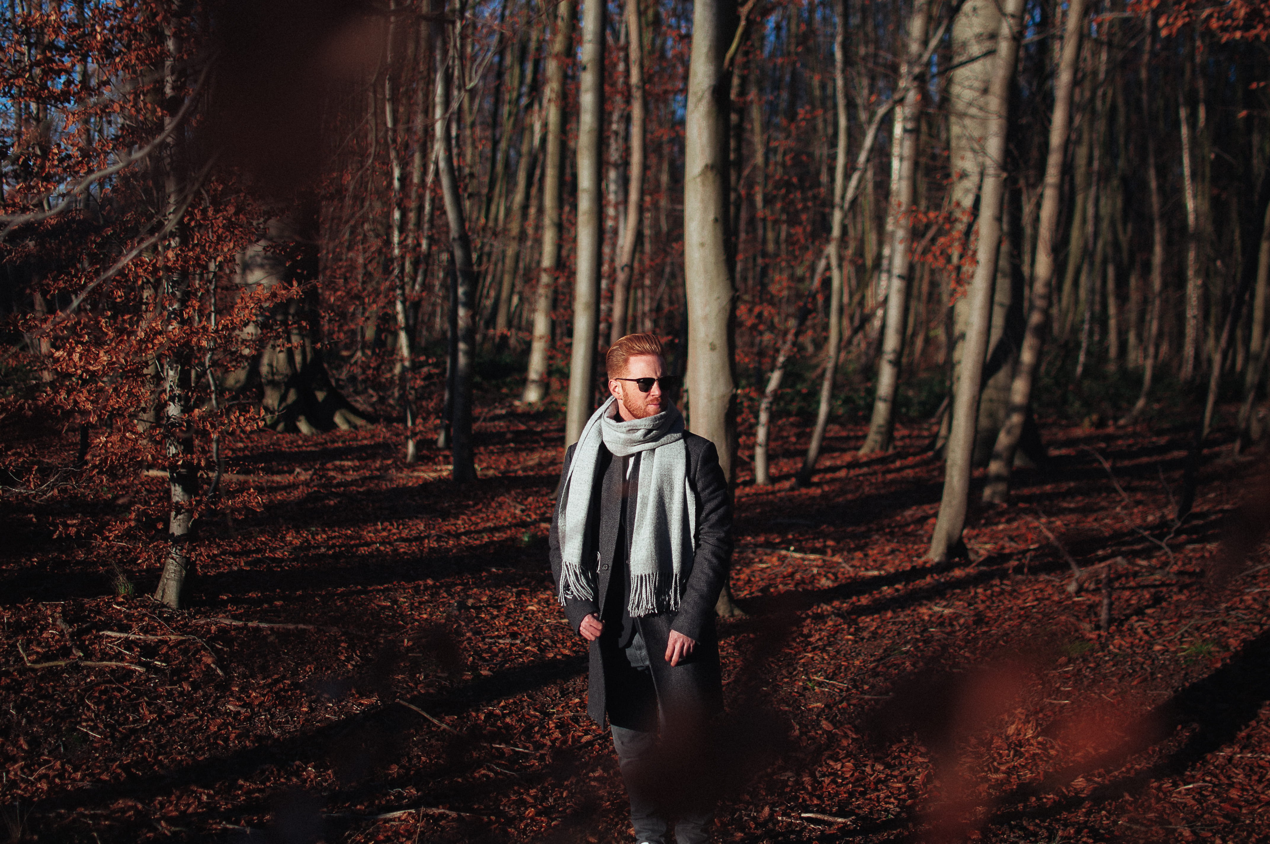 model, man, 4K, scarf, dark, pose, fantasy, boys, halloween, landscape, people, outdoors, adult, wearing, leaf, childhood, brussels, fashion, trees, portrait, HD Wallpaper