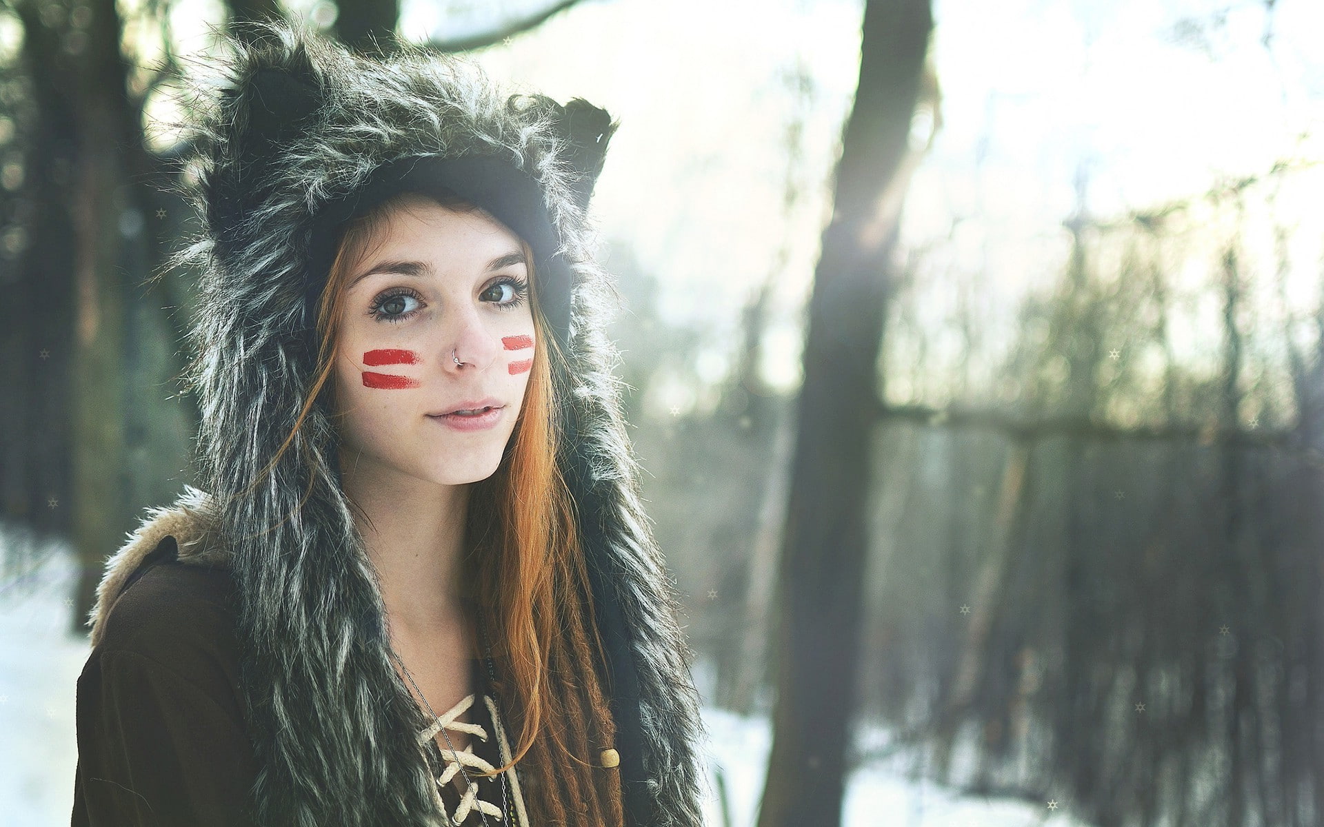nature brunette fennek suicide, teenager, clothing, hair, beautiful woman, adult, winter, outdoors, fashion, 1080P, nature, long hair, young women, beautiful people, HD Wallpaper