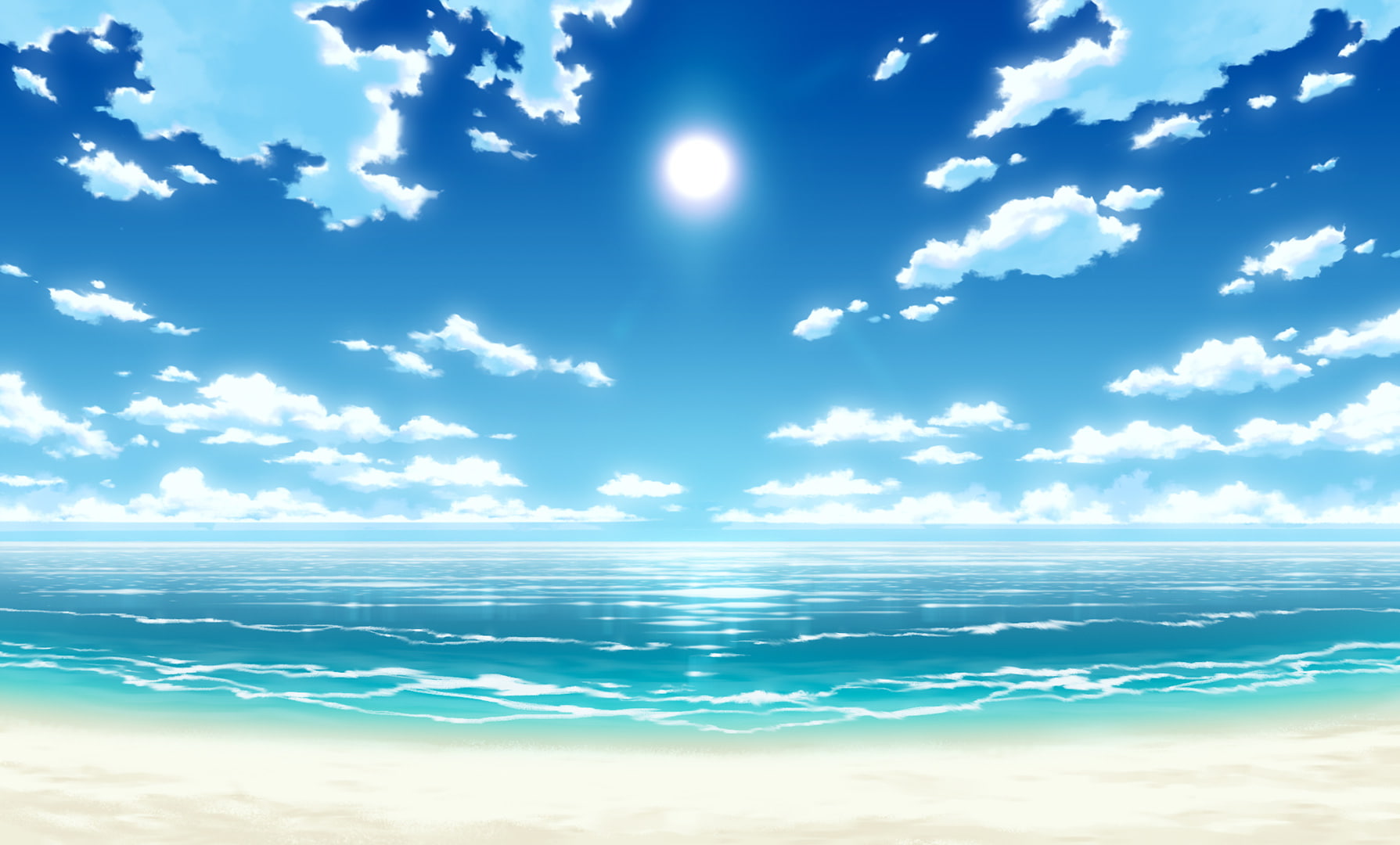 720P, artwork, sky, nature, beach, Light Fairytail, Sun, HD Wallpaper