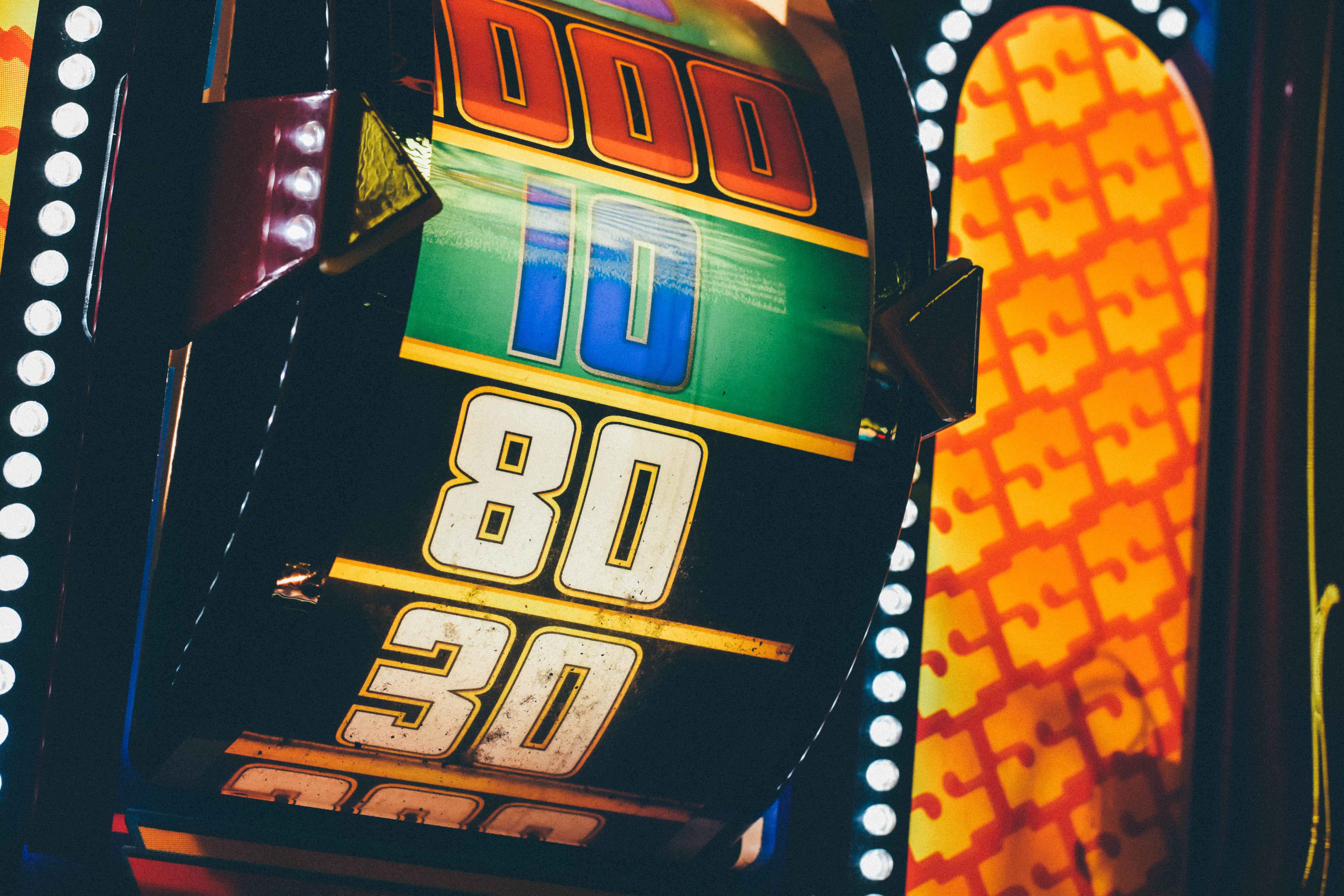 no people, game, yellow, gambling, playing, nighttime, number, nightlife, lighted, communication, machine, close-up, lighting equipment, neon, text, casino, HD Wallpaper