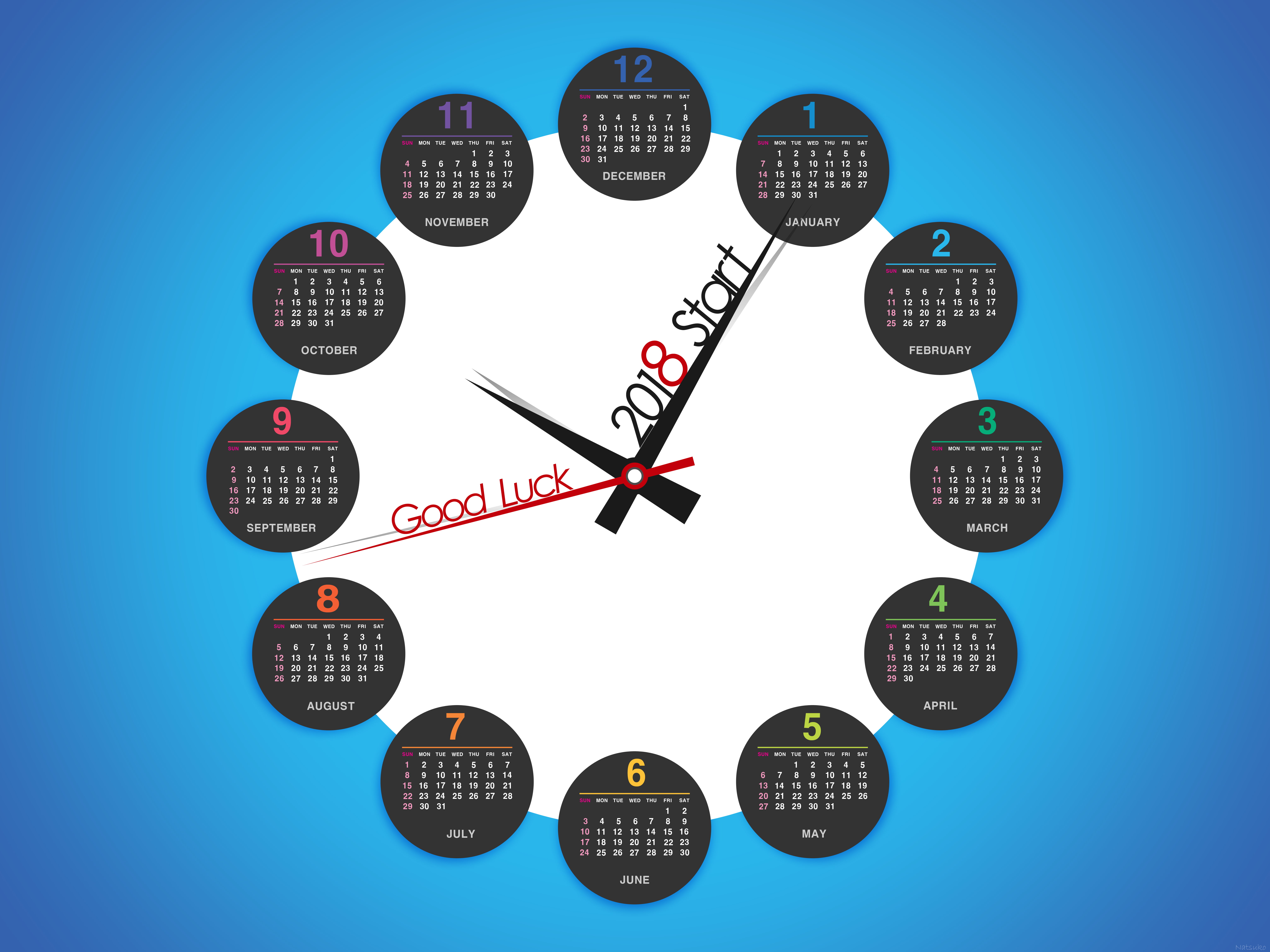 good luck, clocks, 5K, calendar, watch, 2018 (Year), HD Wallpaper