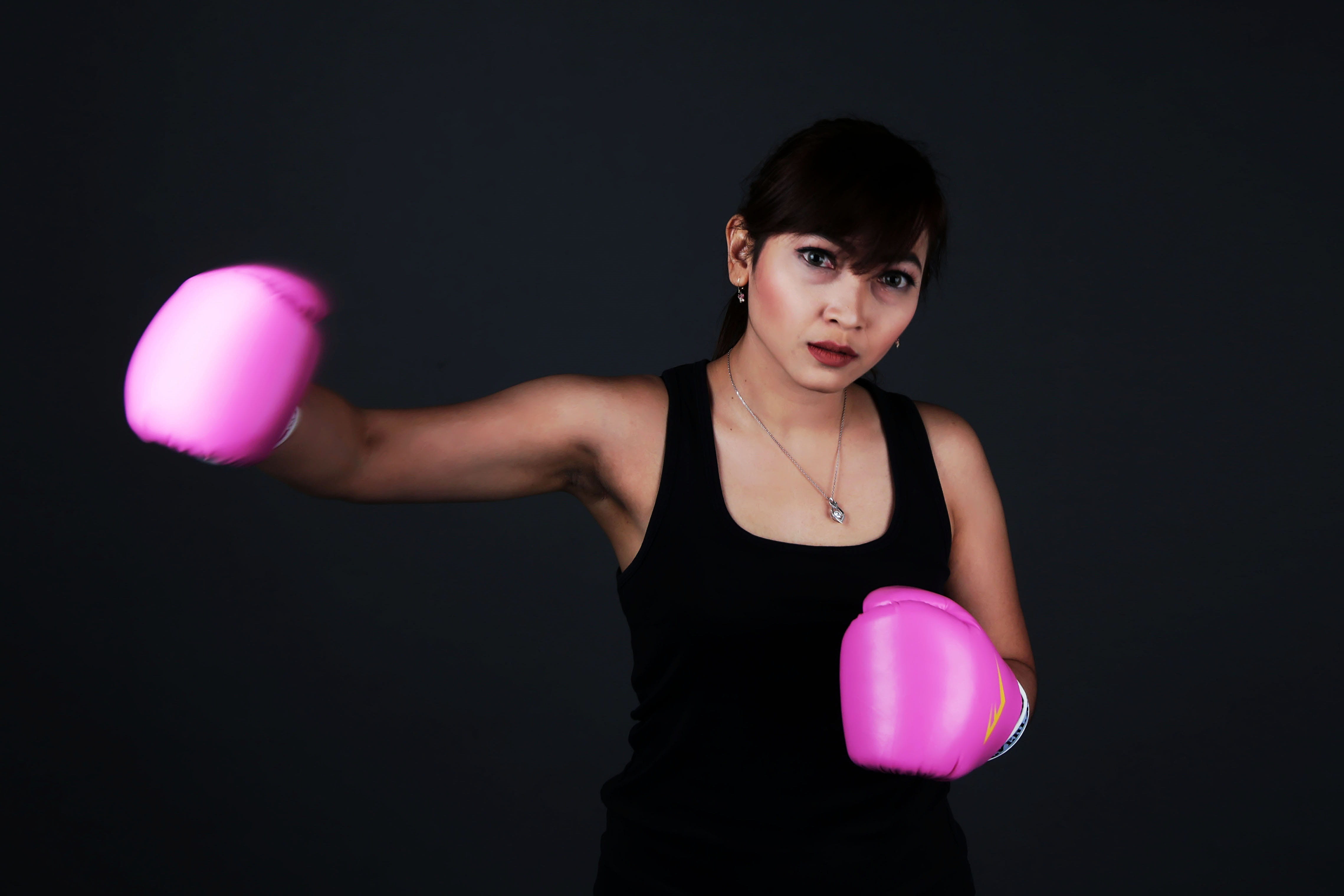 photoshoot, female, tank, fit, beauty, young adult, portrait, human limb, hair, pose, looking at camera, indoor, adult, boxing gloves, standing, model, HD Wallpaper