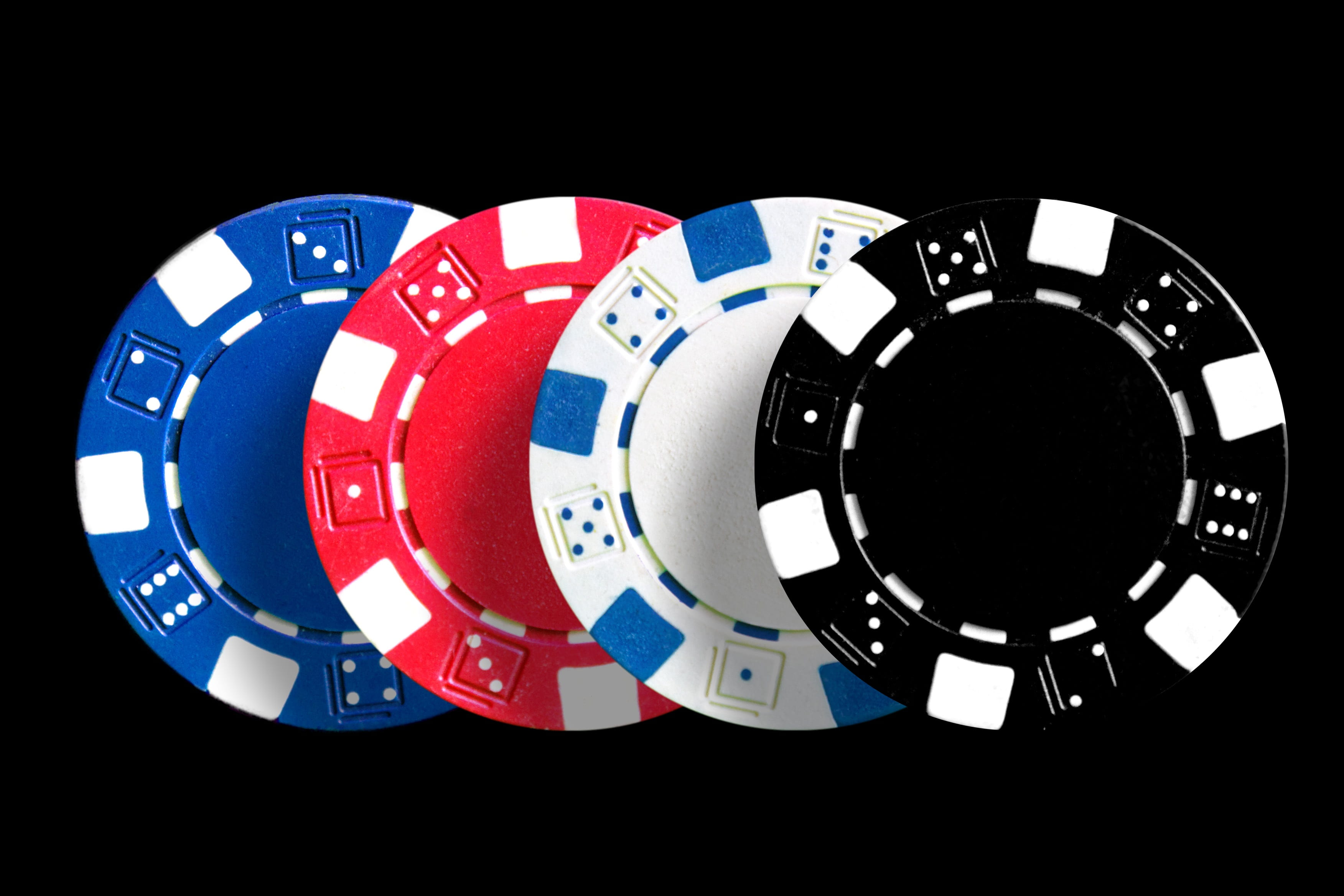 black, geometric shape, poker, accuracy, 2K, shape, number, black color, studio shot, close-up, casino, indoors, blue, gambling chip, sport, no people, HD Wallpaper
