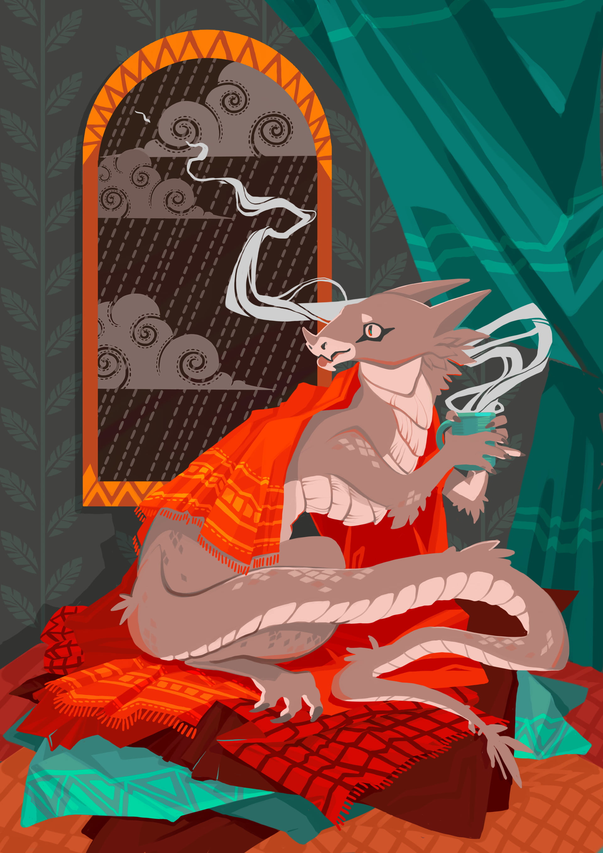 male likeness, built structure, 2K, cartoon, orange color, architecture, dragon, close-up, no people, Cup Coffe, curtains, mural, creativity, day, smoke, Phone HD Wallpaper