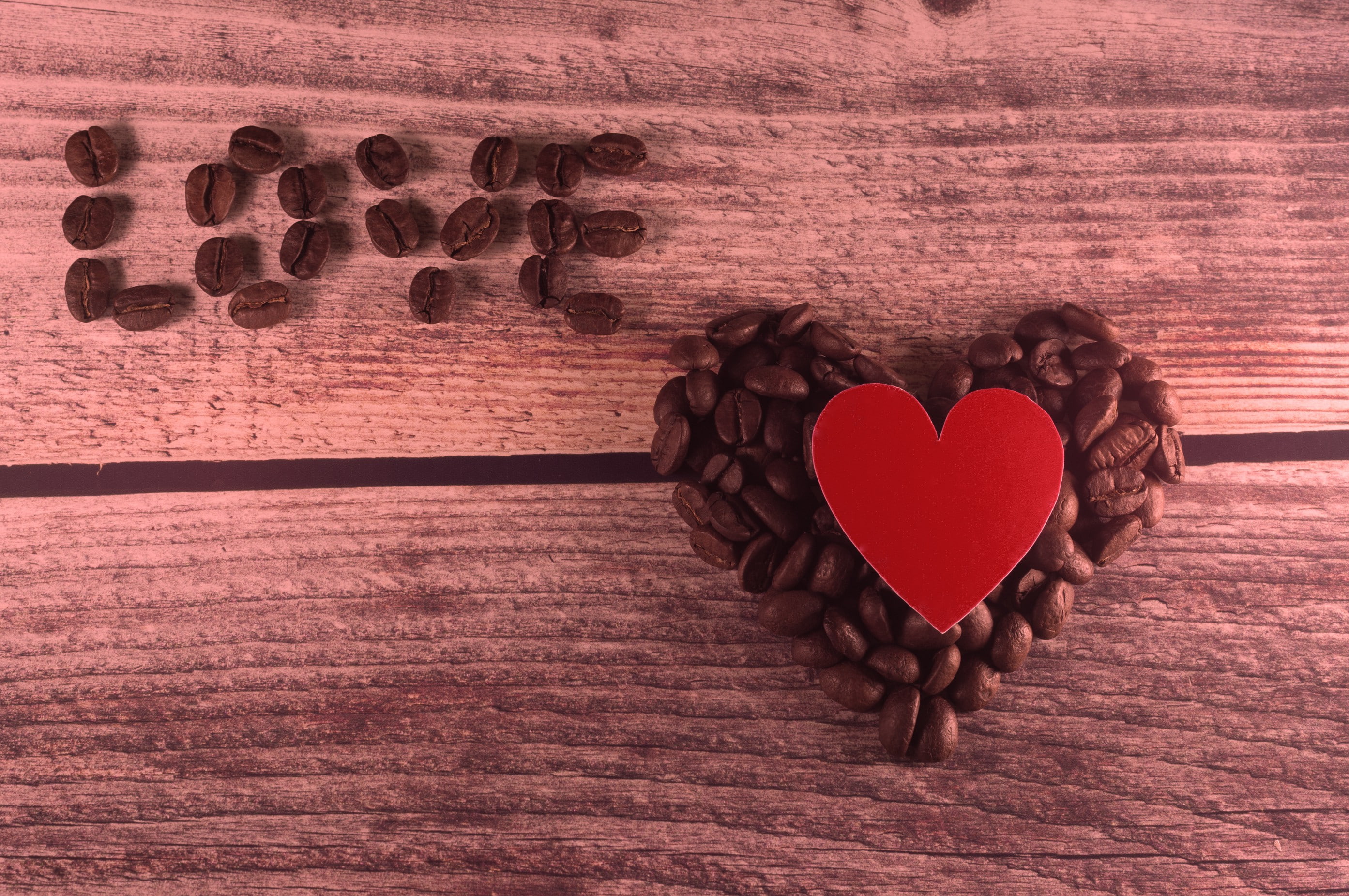 coffee, romantic, grains, valentines, love, 2K, heart, coffe, HD Wallpaper