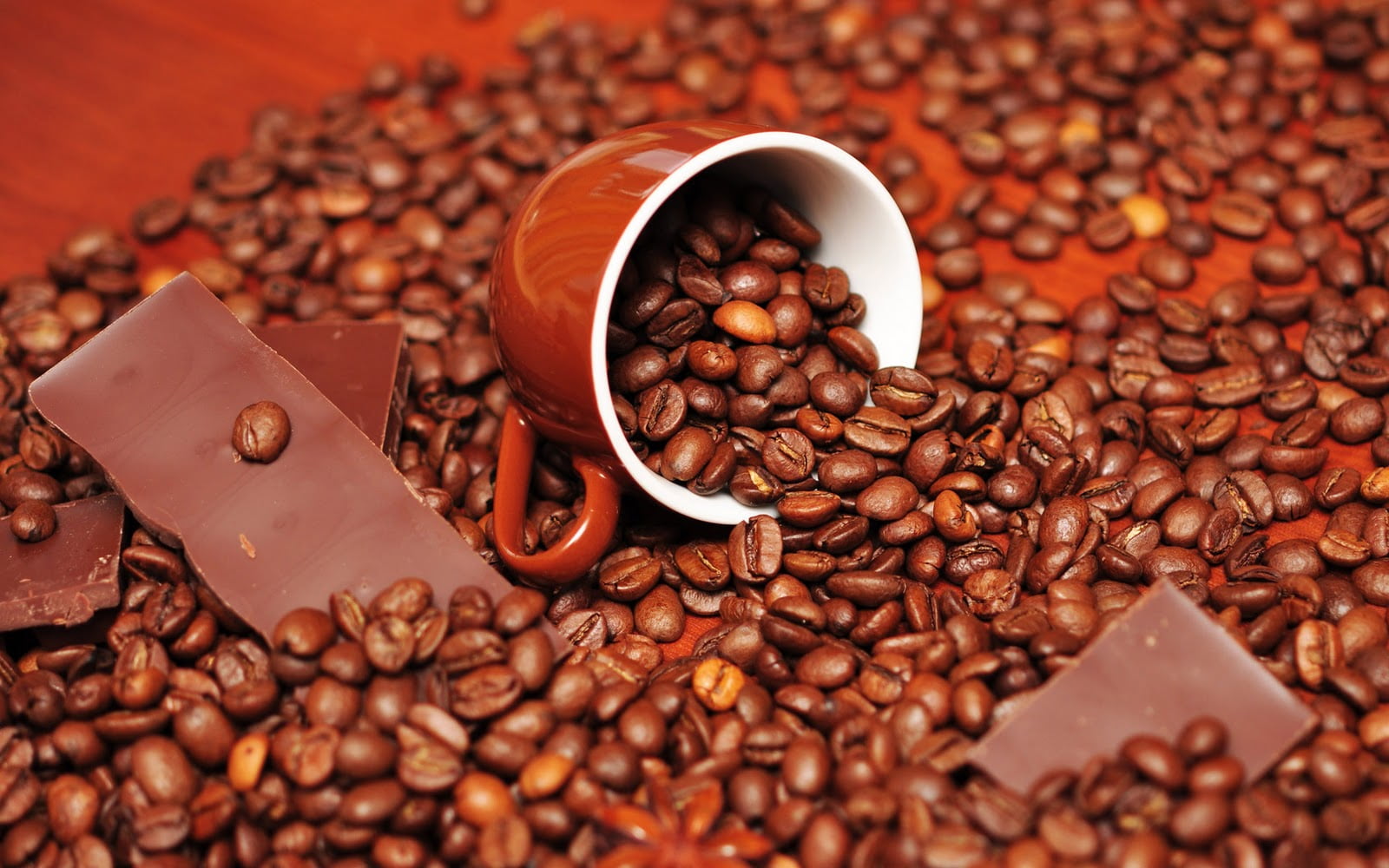 Food, caffeine, selective focus, coffe, brown, coffee, close-up, cup, table, abundance, high angle view, spice, still life, no people, 720P, food and drink, HD Wallpaper