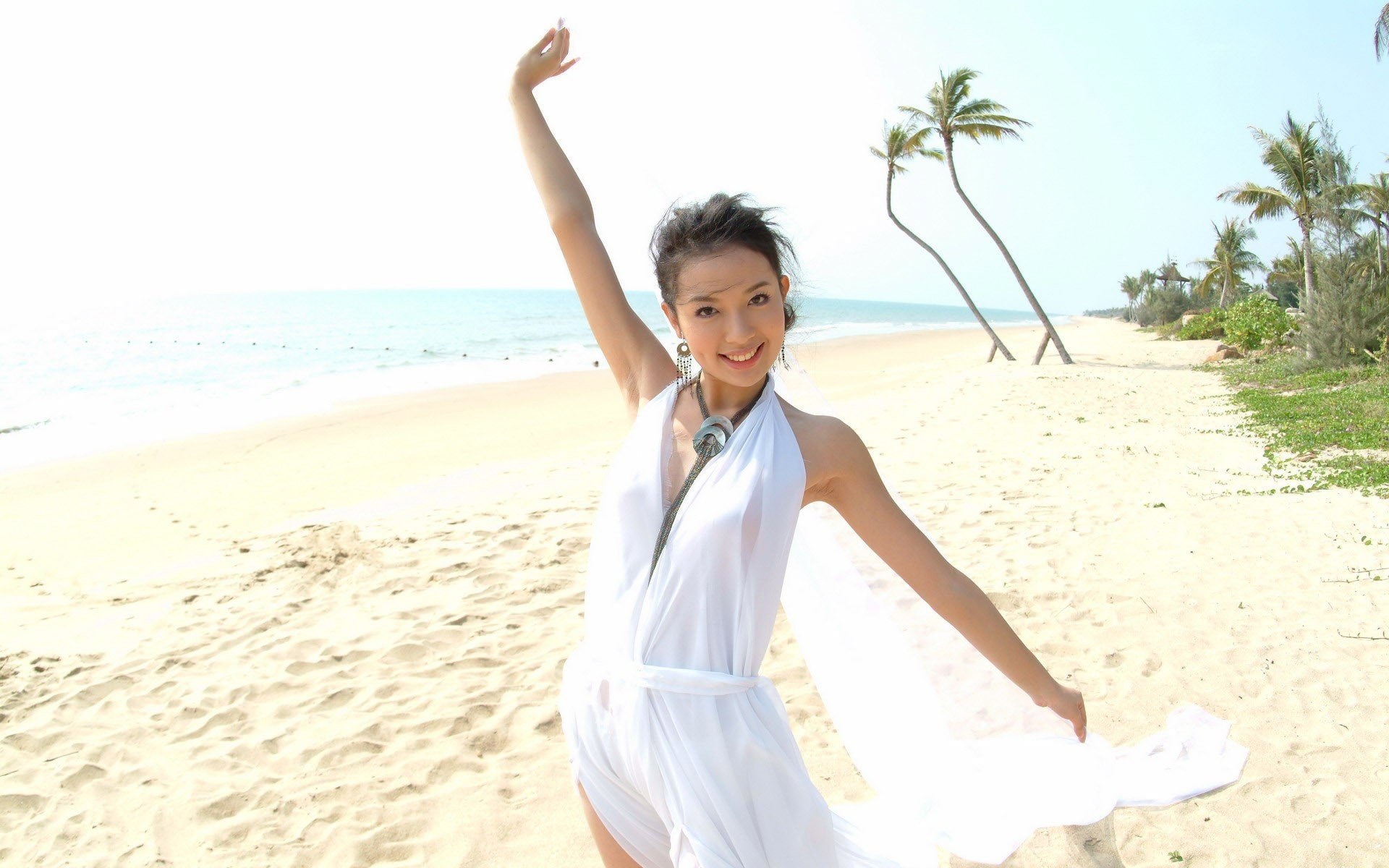 brunettes, asians, women, dress, 1080P, white, republic, people 039 s, china, HD Wallpaper