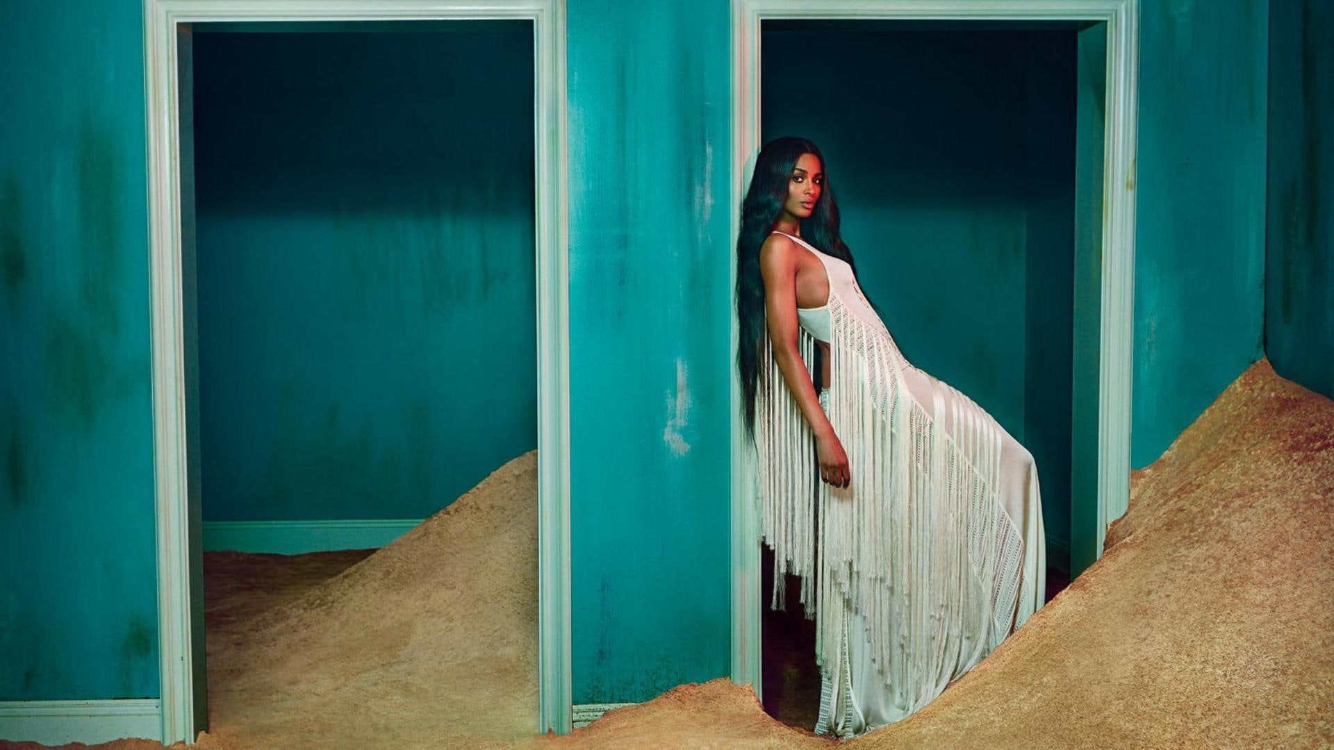 celebrity, 1080P, white, ciara, celebs, photo shooting, dress, fashion model, artist, HD Wallpaper