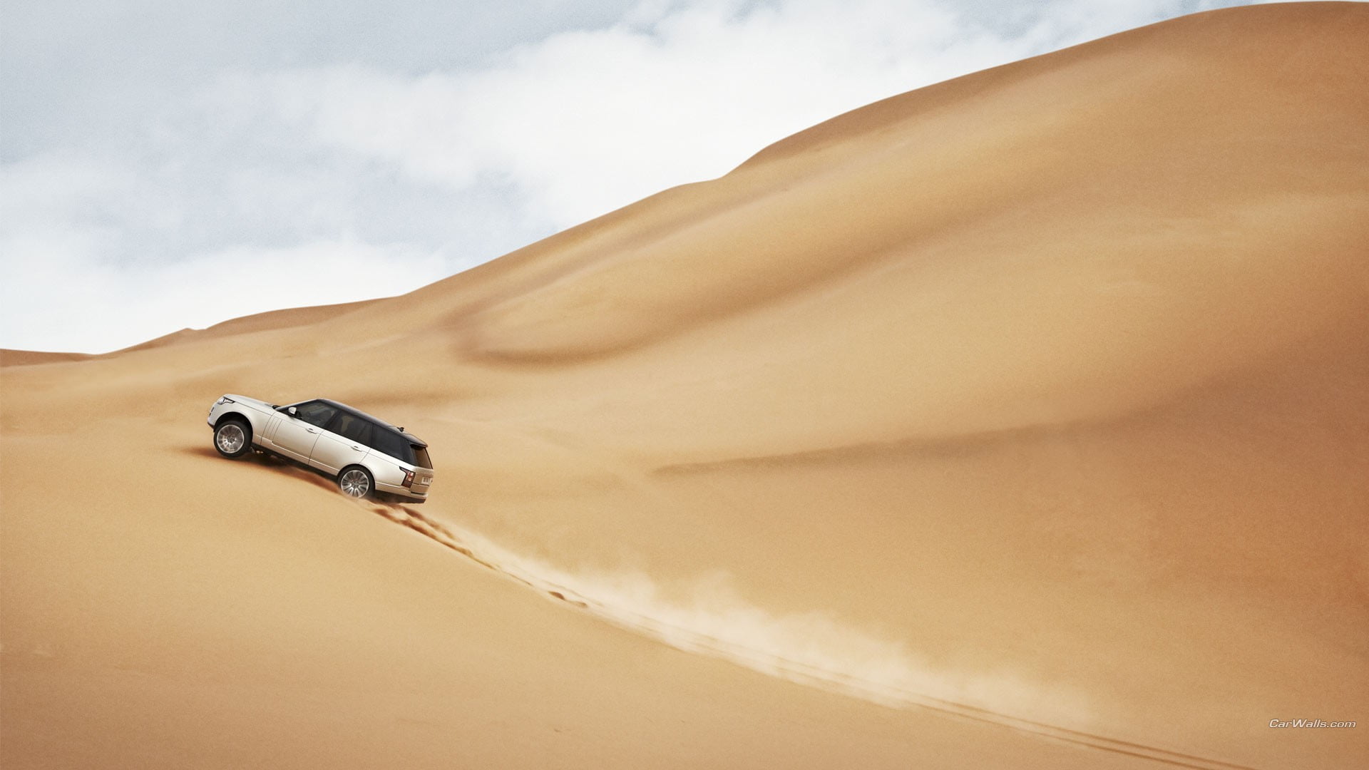 Range Rover, dust, scenics - nature, brown, motor vehicle, sports utility vehicle, wheel, mode of transportation, arid climate, desert, sky, day, vehicle, HD Wallpaper